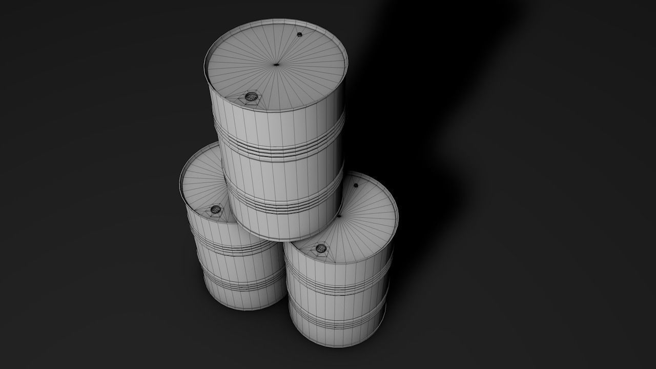 Set of barrels Low-poly 3D model_54