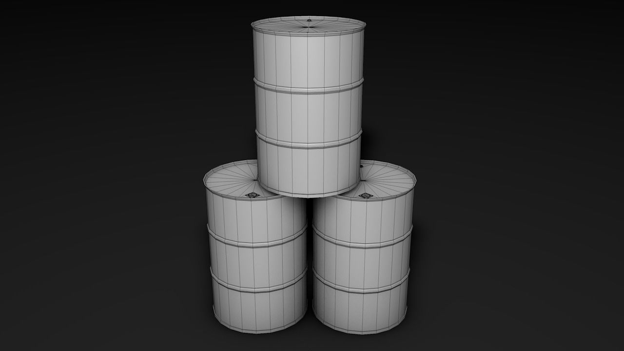 Set of barrels Low-poly 3D model_16