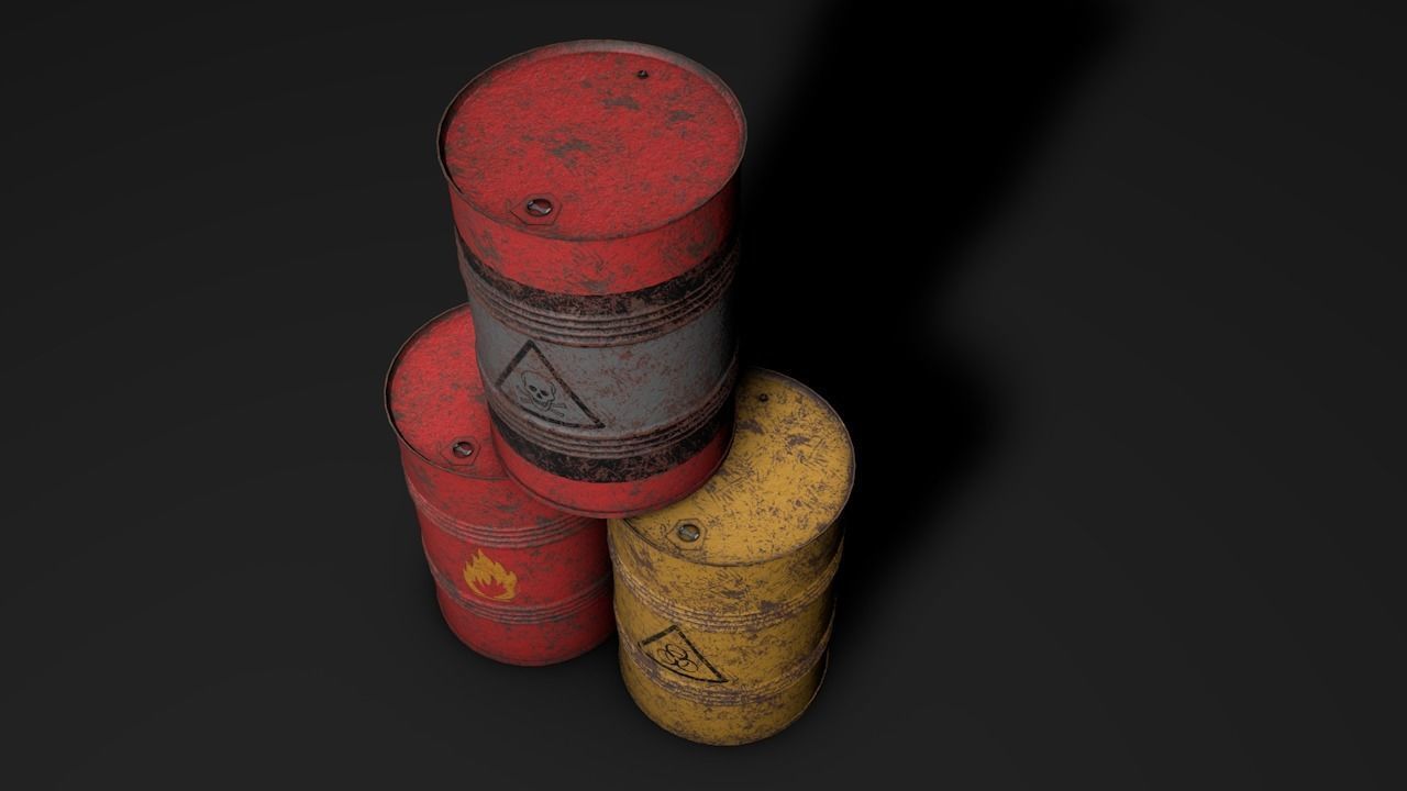 Set of barrels Low-poly 3D model_43