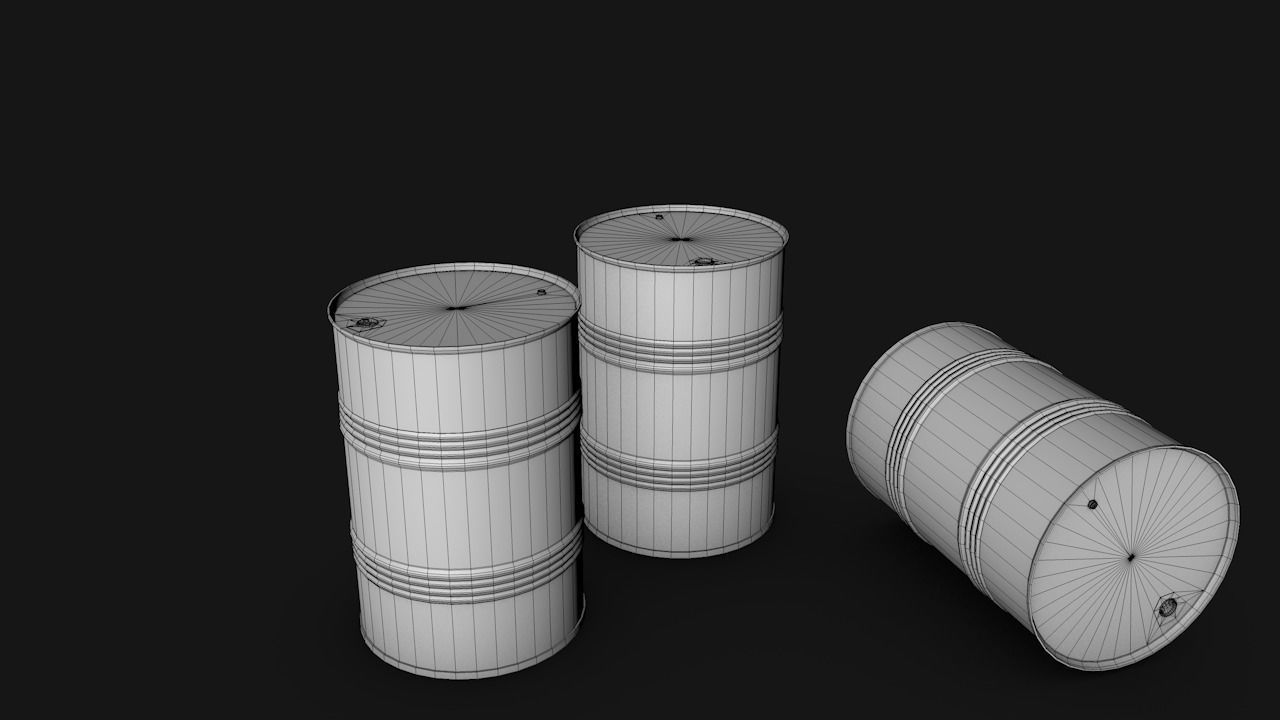Set of barrels Low-poly 3D model_55