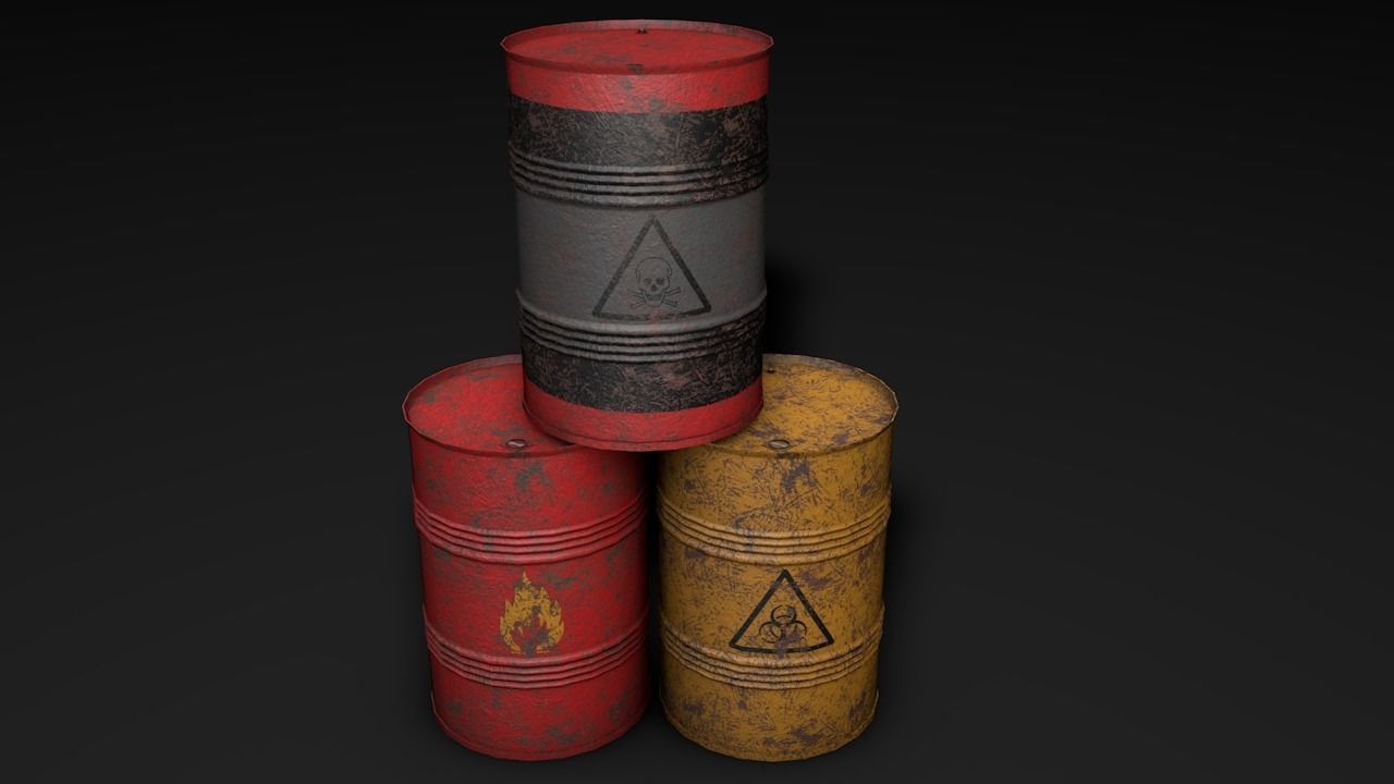 Set of barrels Low-poly 3D model_28