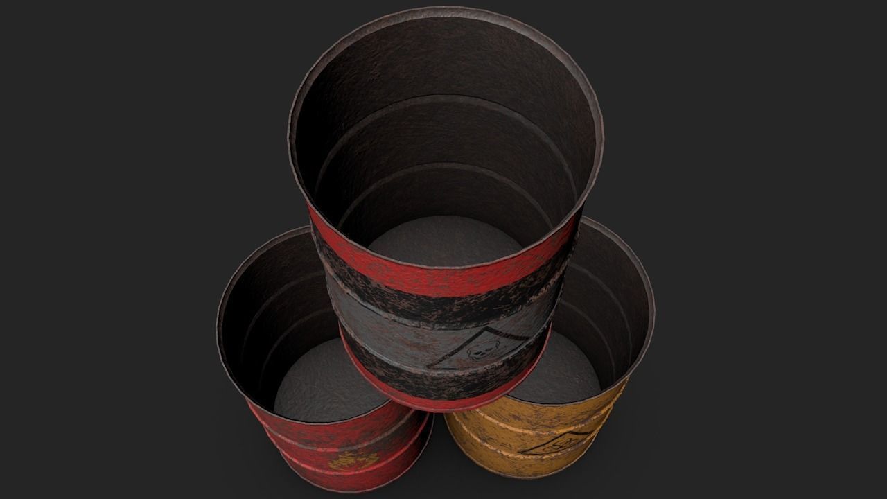 Set of barrels Low-poly 3D model_9