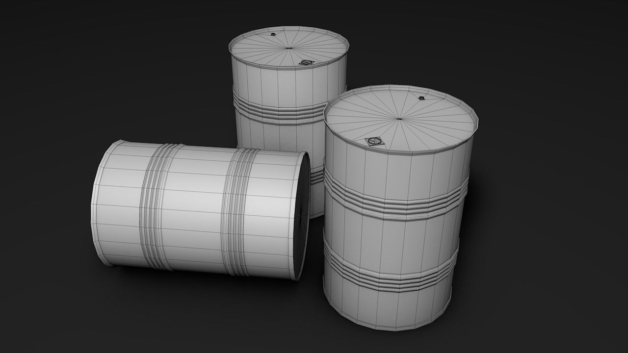 Set of barrels Low-poly 3D model_41
