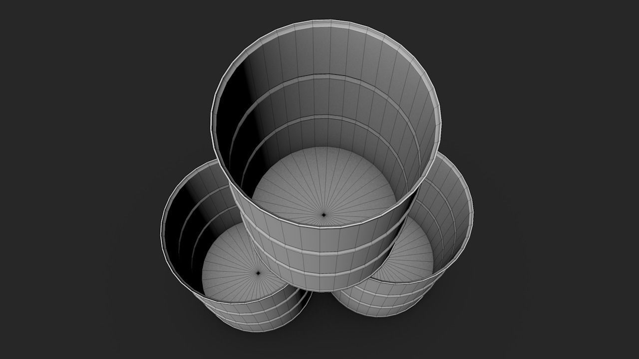 Set of barrels Low-poly 3D model_10