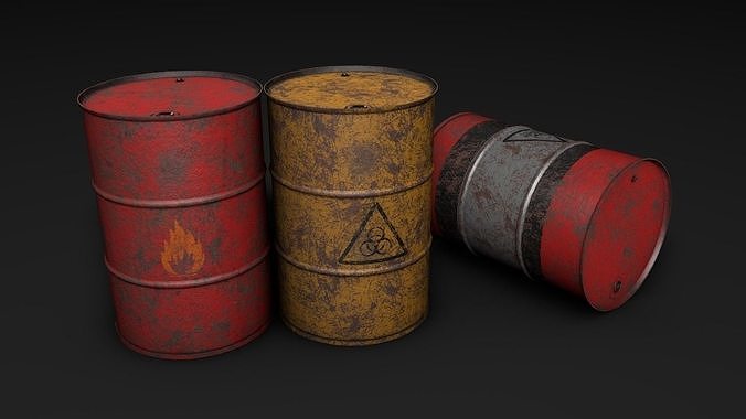 Set of barrels Low-poly 3D model