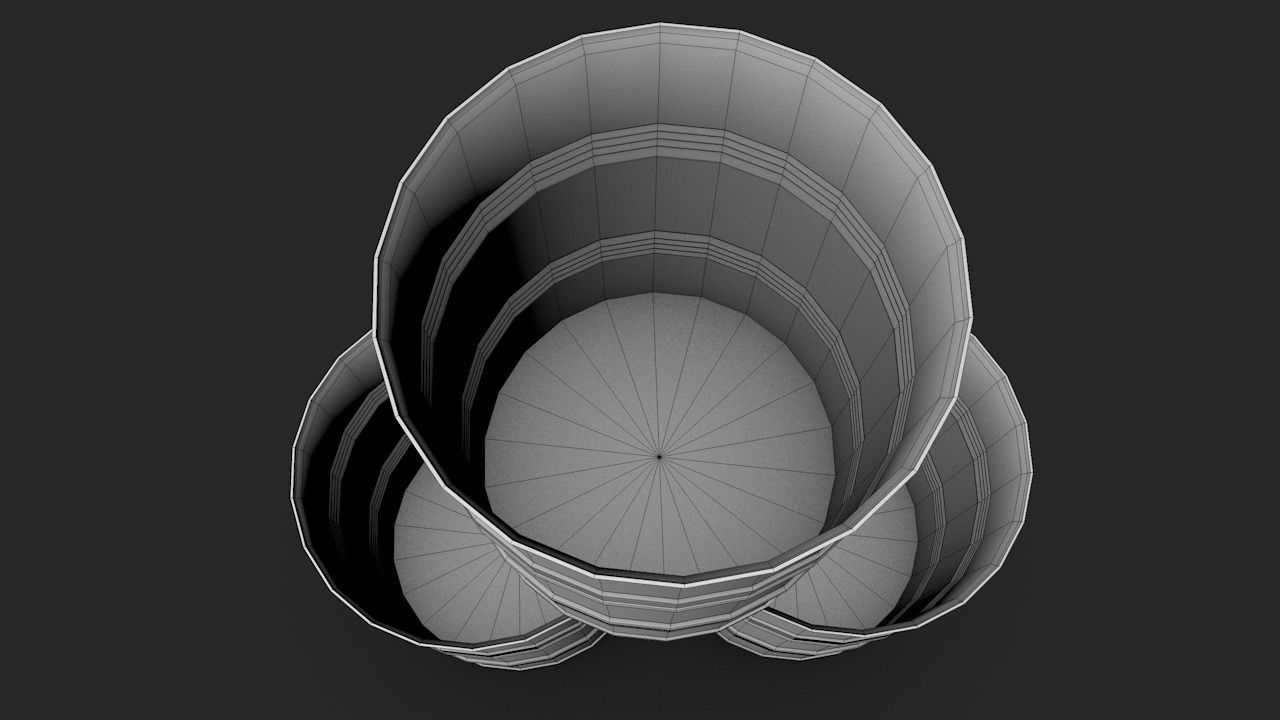 Set of barrels Low-poly 3D model_36