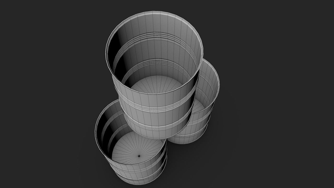 Set of barrels Low-poly 3D model_49