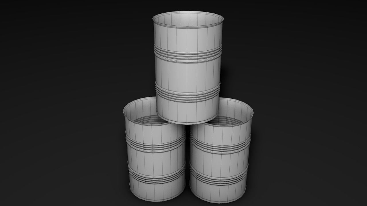 Set of barrels Low-poly 3D model_35