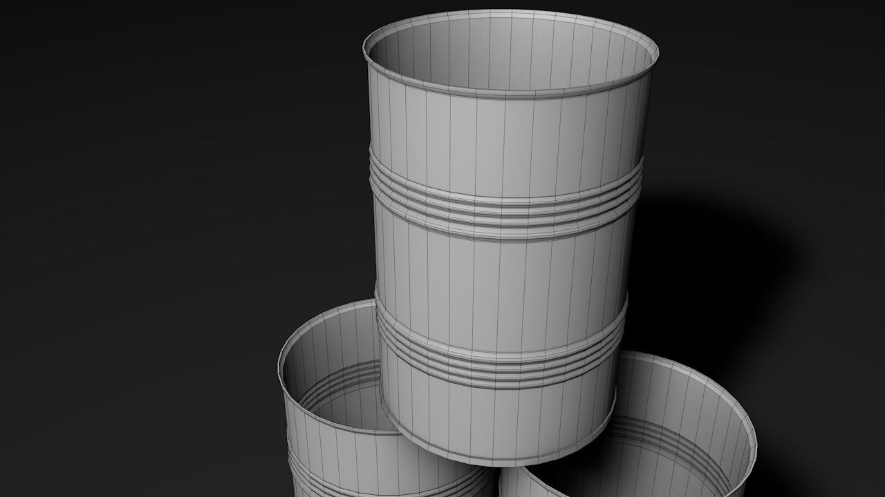 Set of barrels Low-poly 3D model_50