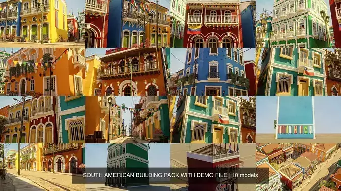 SOUTH AMERICAN BUILDING PACK WITH DEMO FILE 3D Model Collection