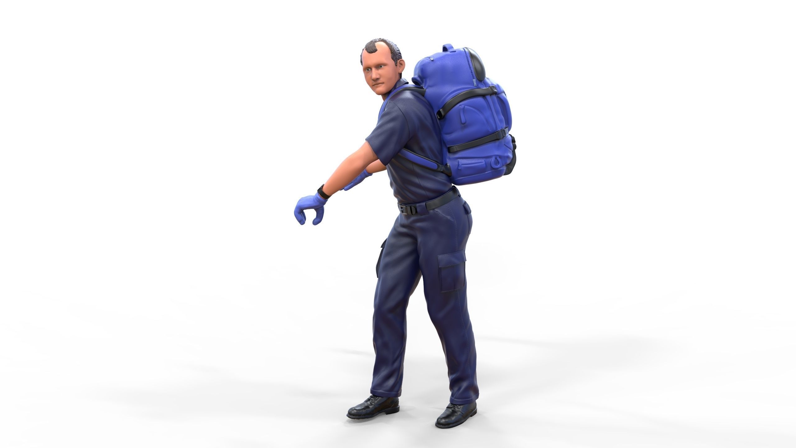 N4 paramedic emergency service with backpack 3D print model_1