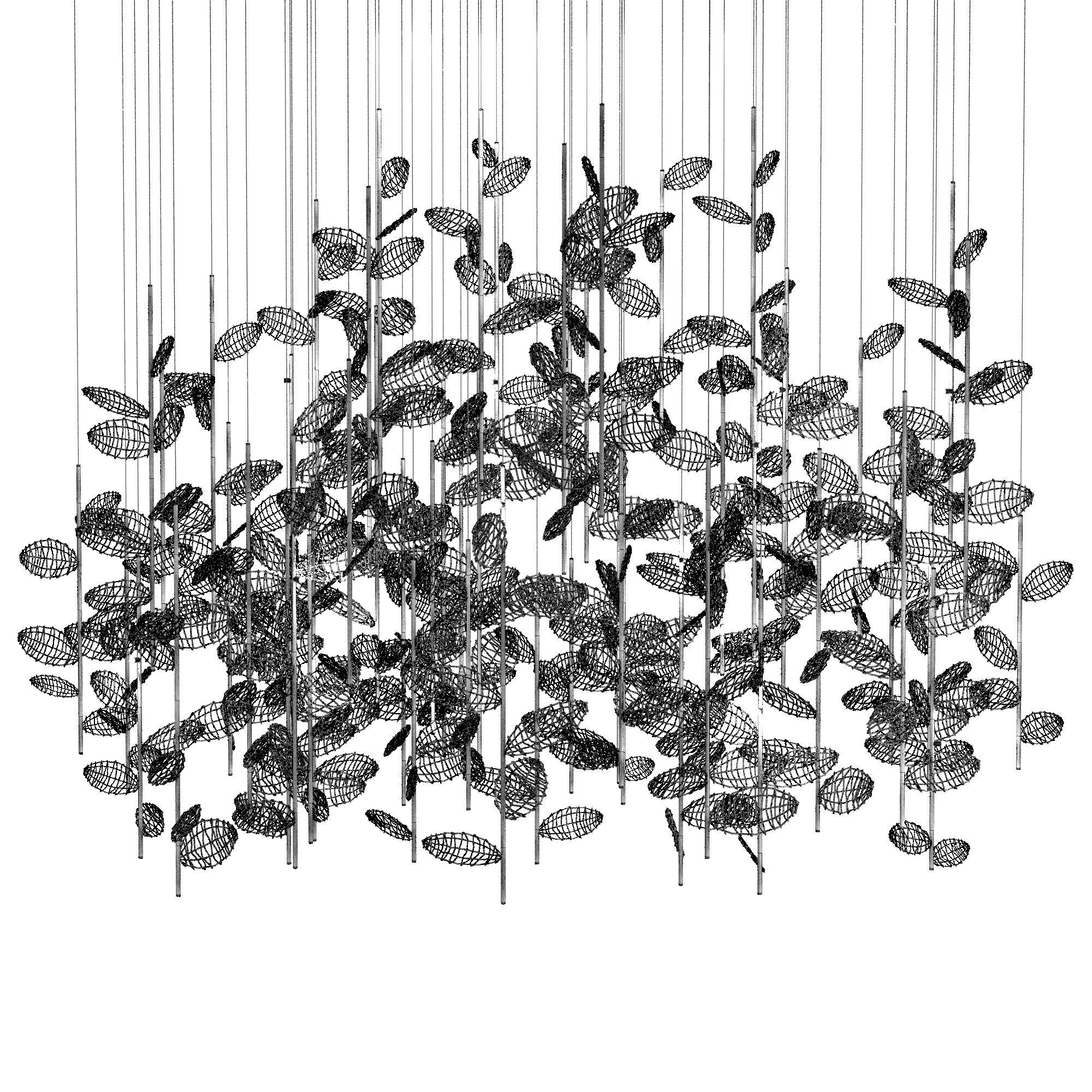 Lobby Chandelier bamboo 3D model_5