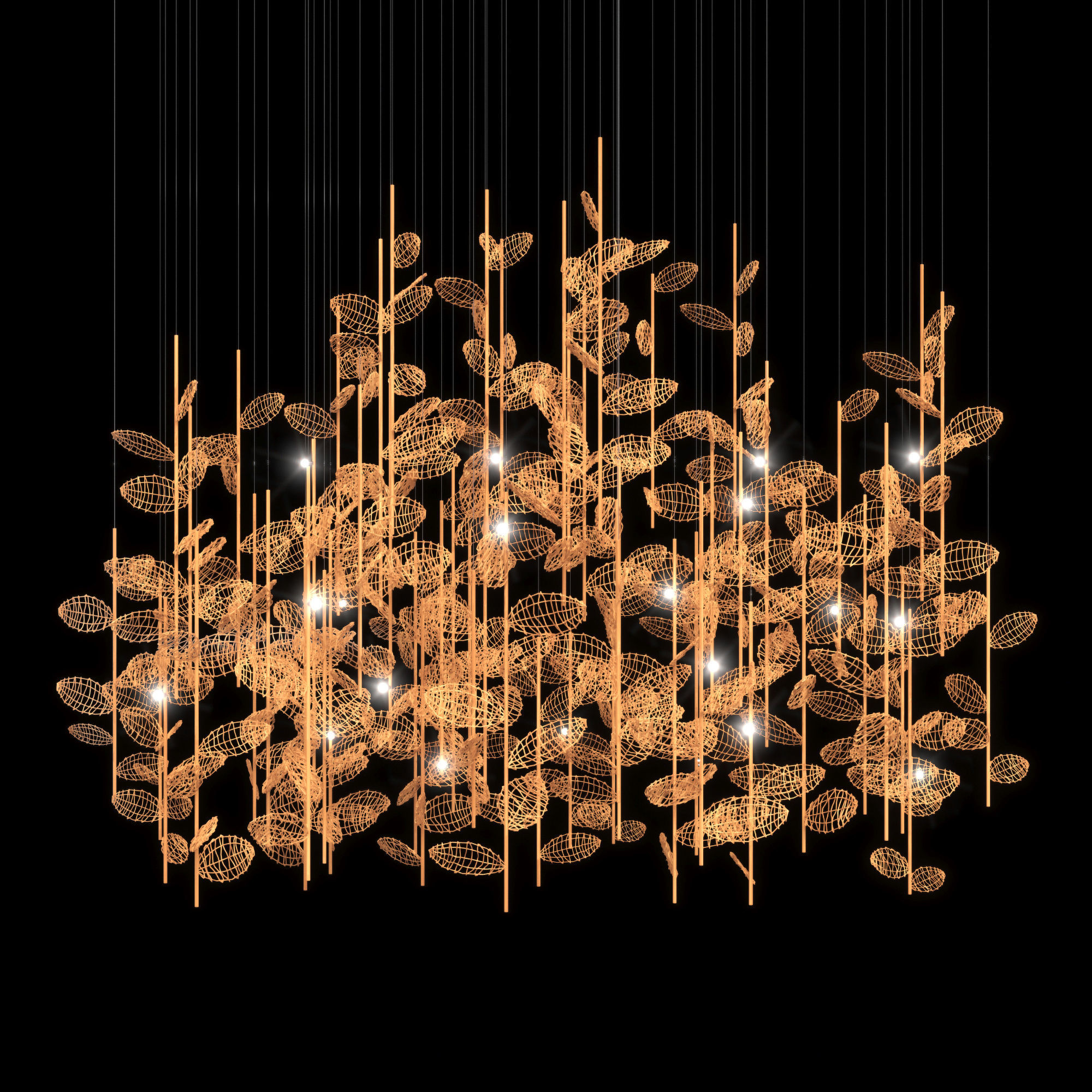 Lobby Chandelier bamboo 3D model_3