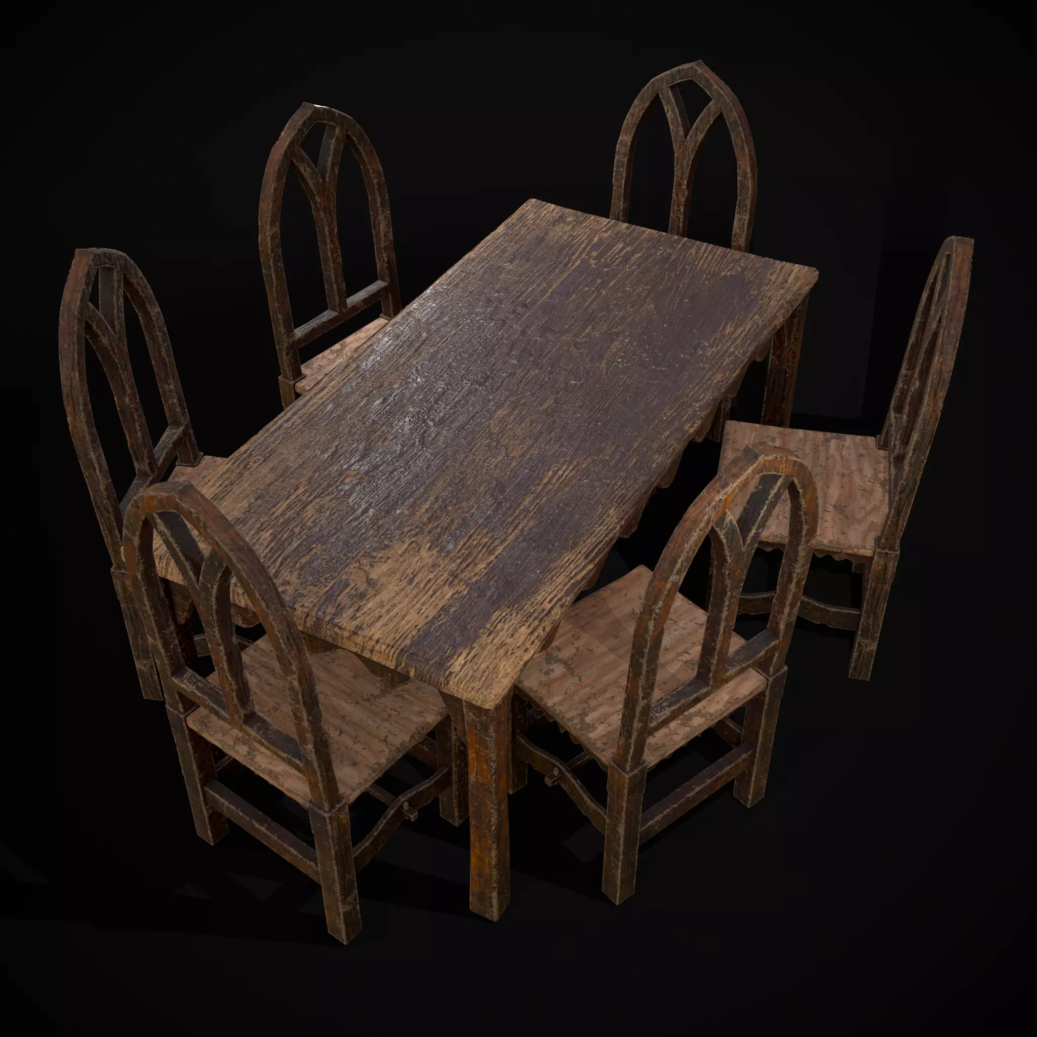 Medieval Kitchen Table Set Low-poly 3D model
