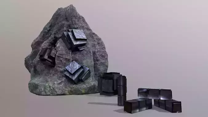 Lead ore and refined lead resource deposit Low-poly 3D model