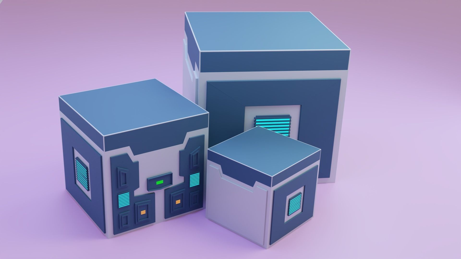 Unwilling the futuristic Sci-fi crate Low-poly 3D model_4