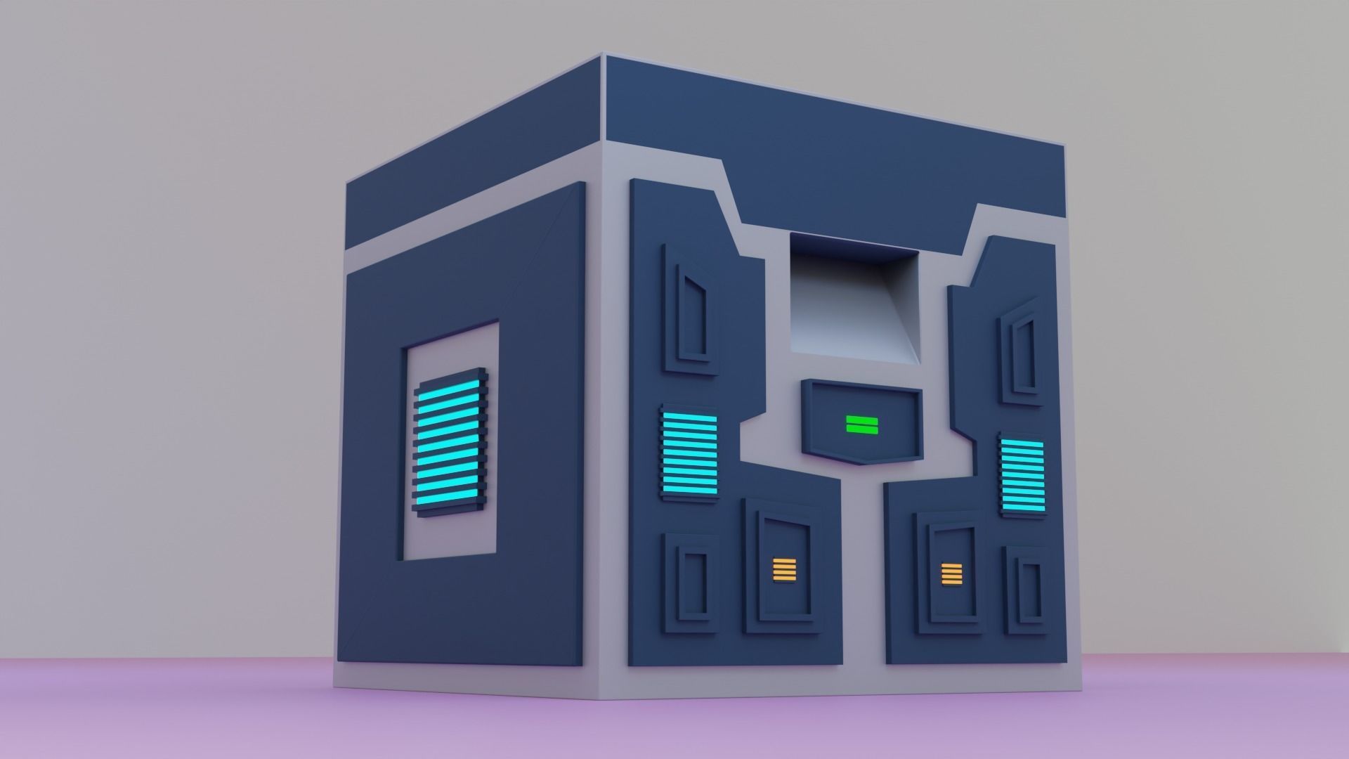 Unwilling the futuristic Sci-fi crate Low-poly 3D model_5