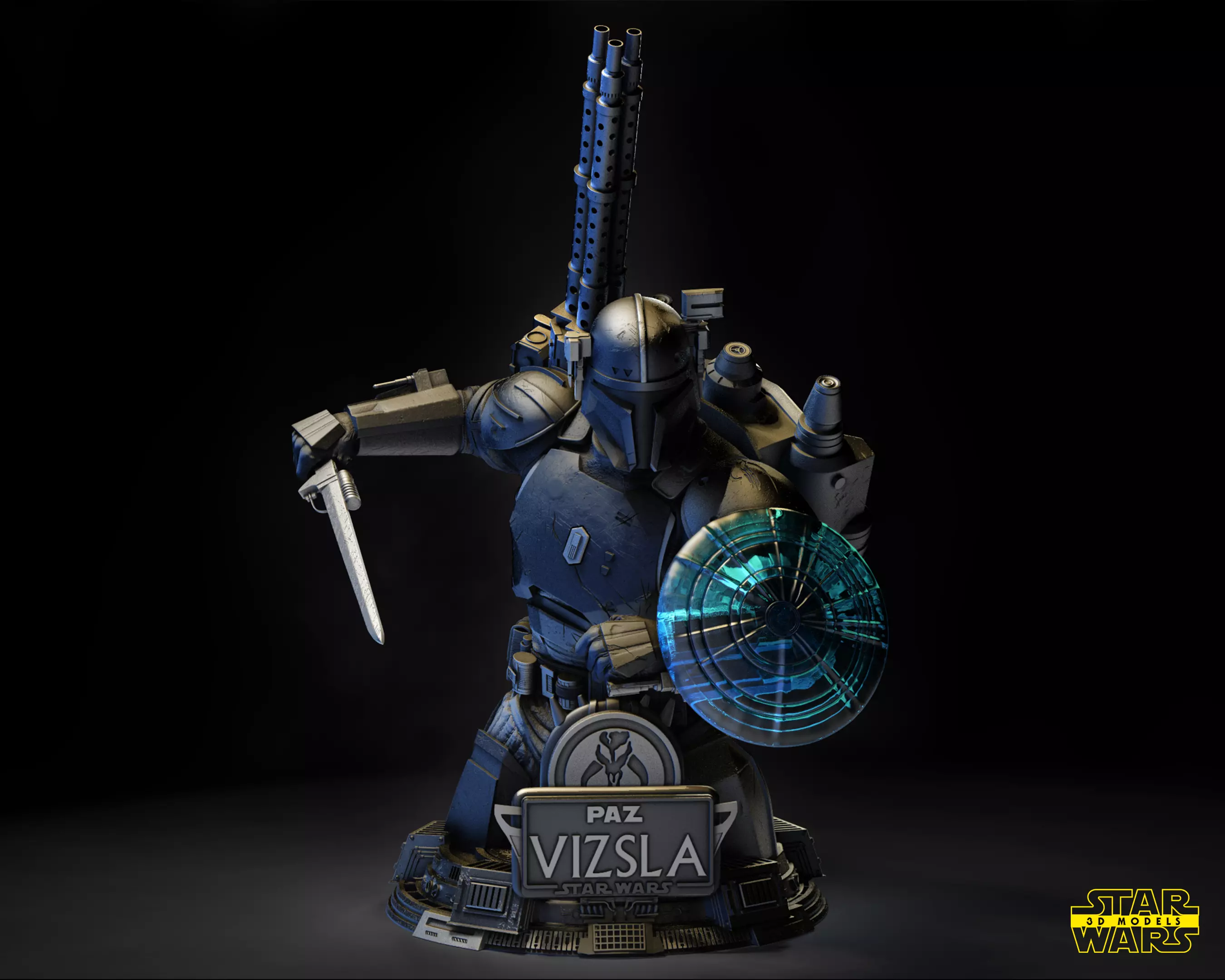 Paz Vizsla Bust - Star Wars 3D Models Ready for 3D printing 3D print model_0