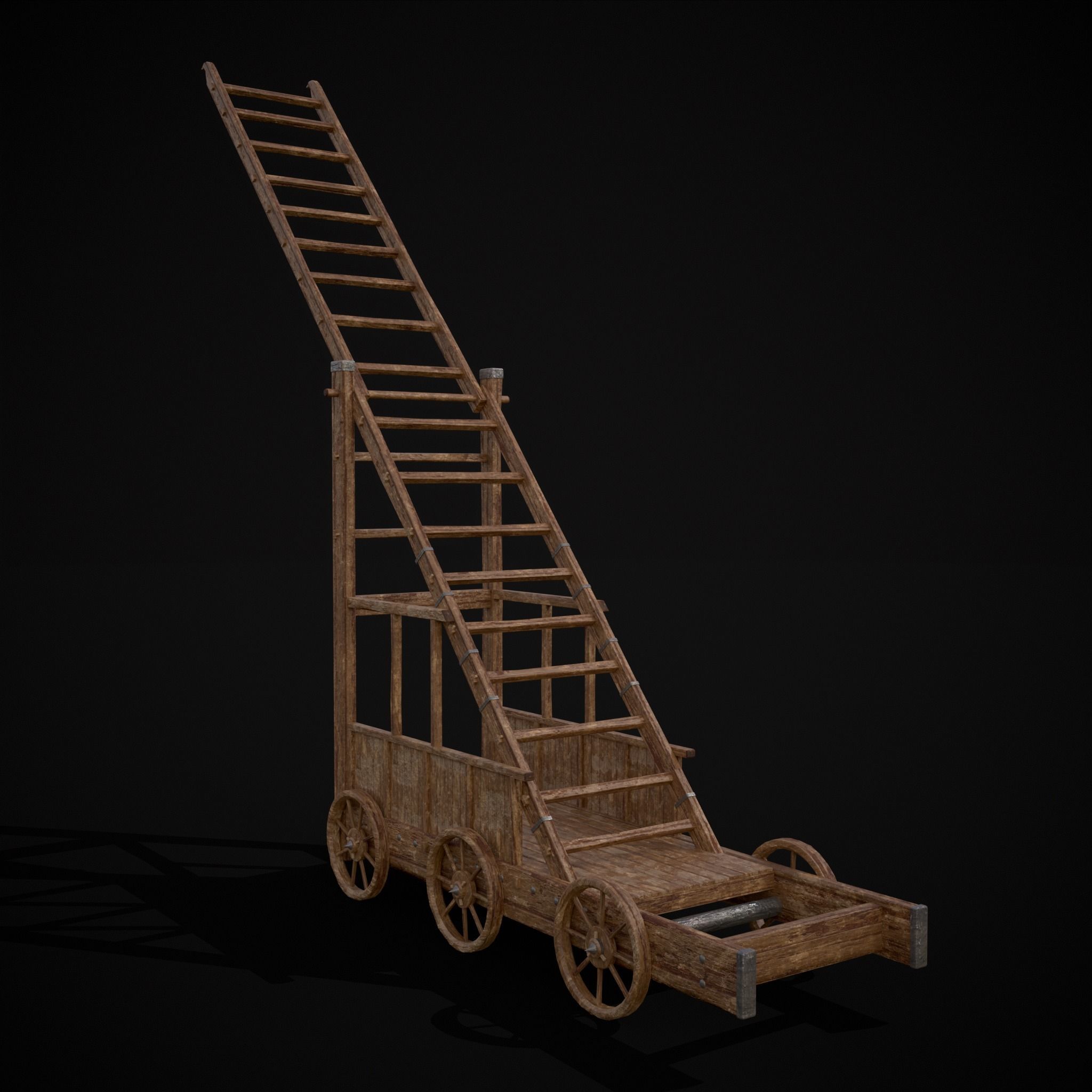 Medieval Wooden Escalade Low-poly 3D model_9