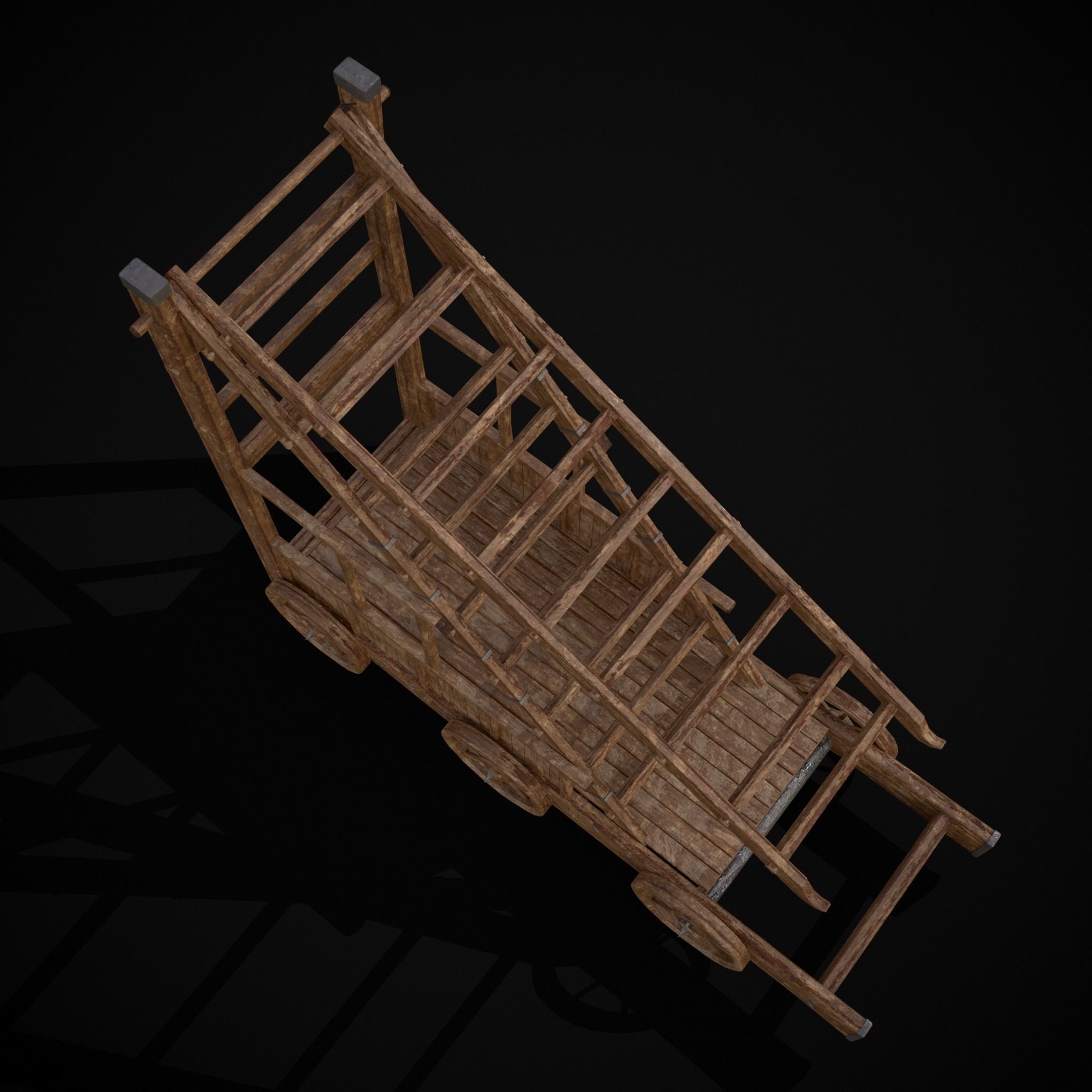 Medieval Wooden Escalade Low-poly 3D model_29