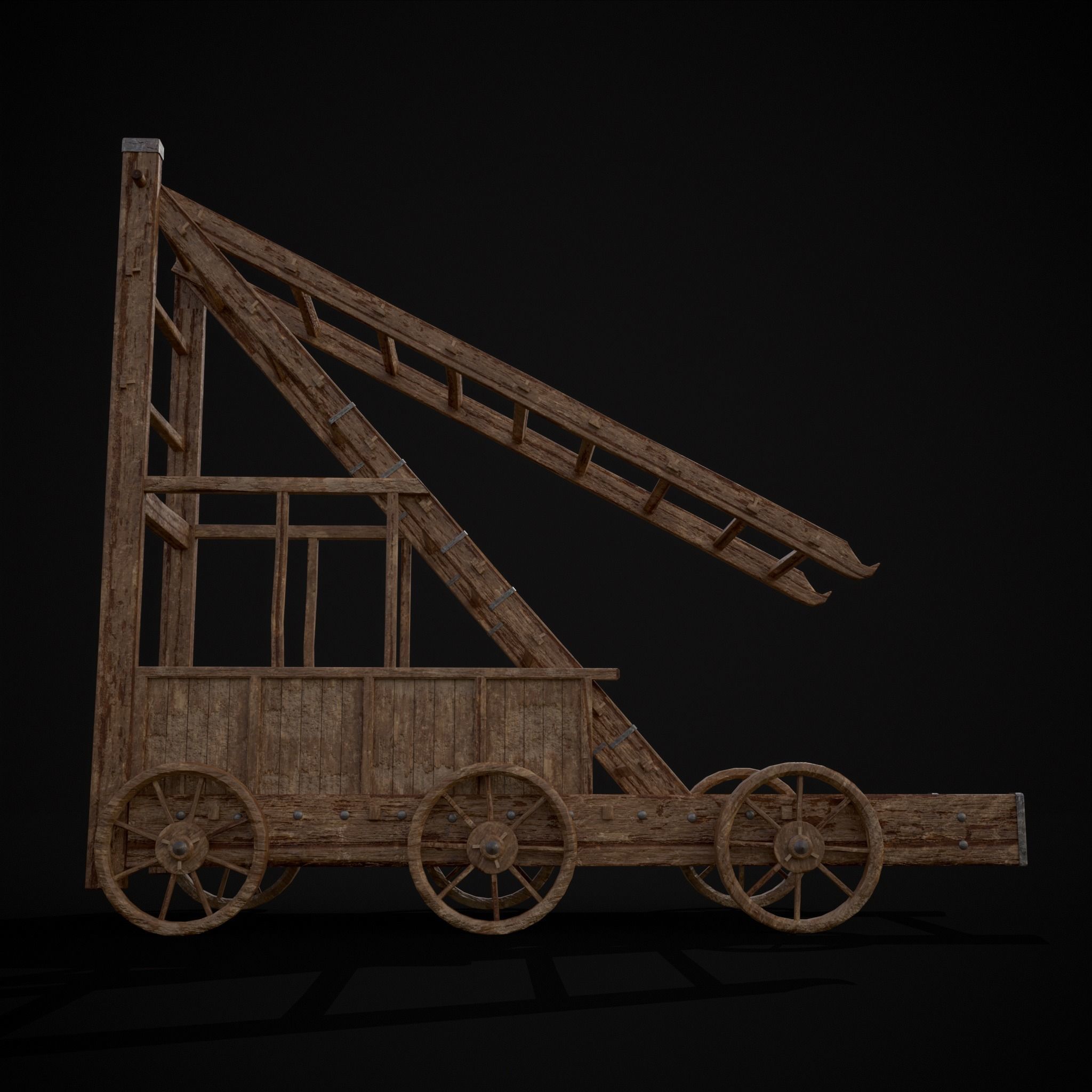 Medieval Wooden Escalade Low-poly 3D model_17