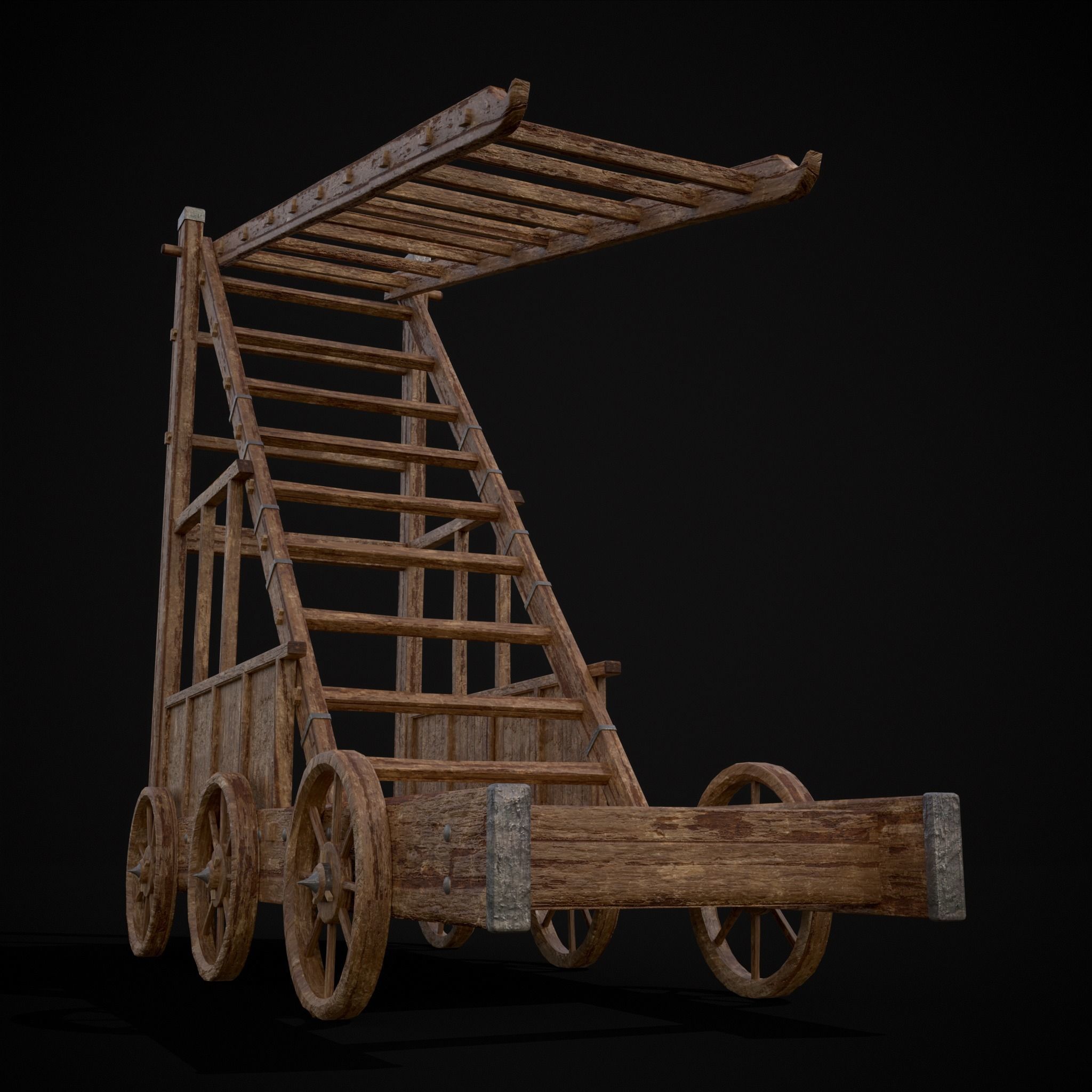 Medieval Wooden Escalade Low-poly 3D model_3