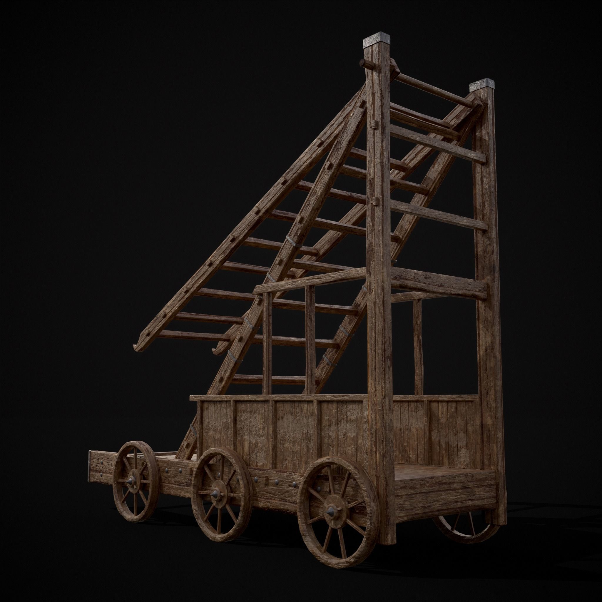 Medieval Wooden Escalade Low-poly 3D model_33