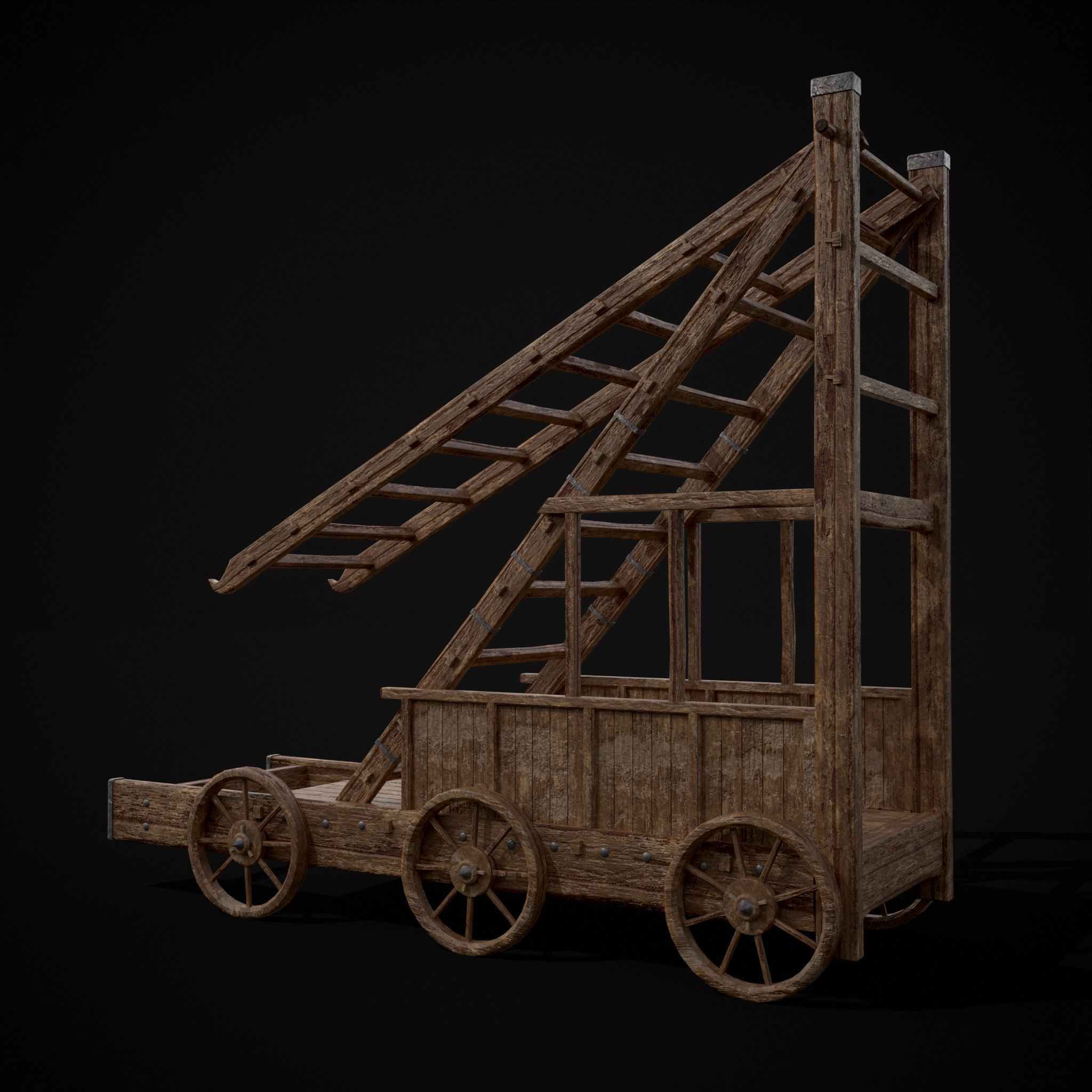 Medieval Wooden Escalade Low-poly 3D model_27