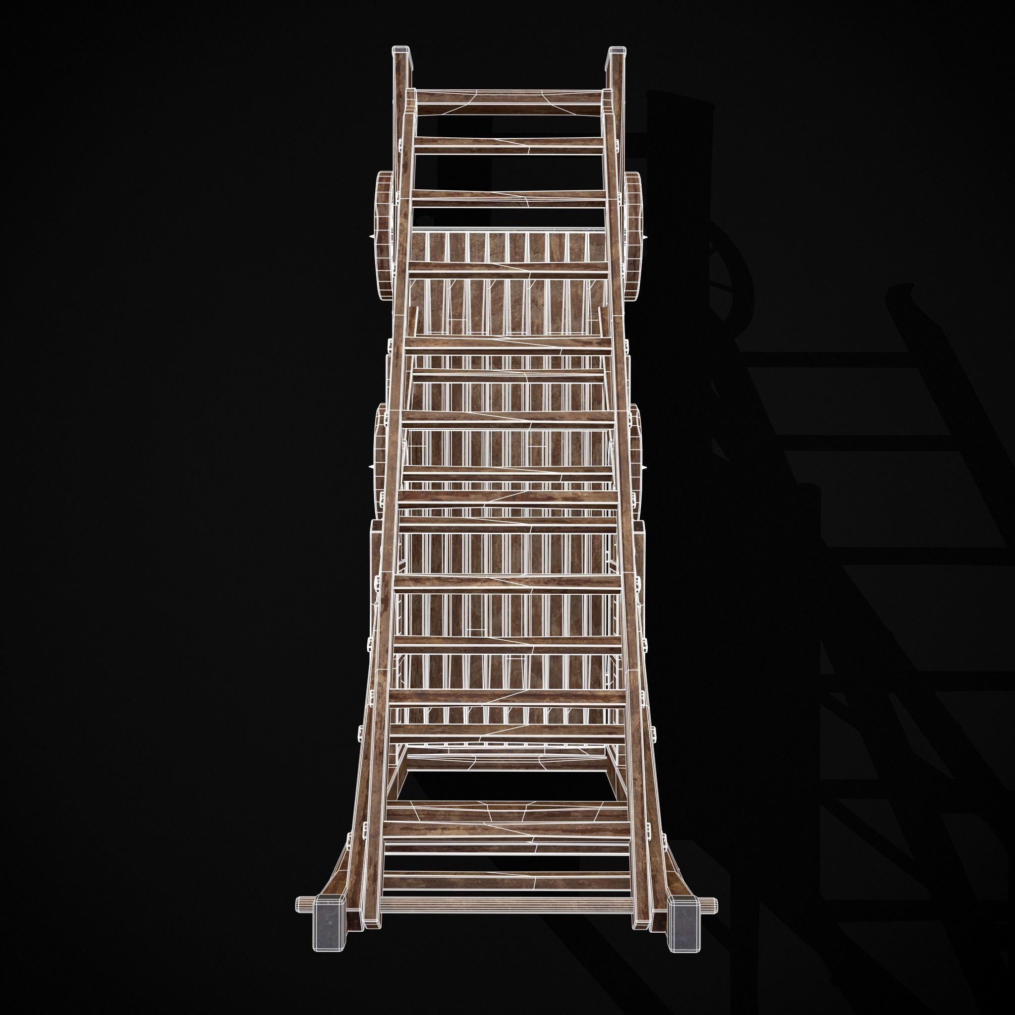 Medieval Wooden Escalade Low-poly 3D model_24