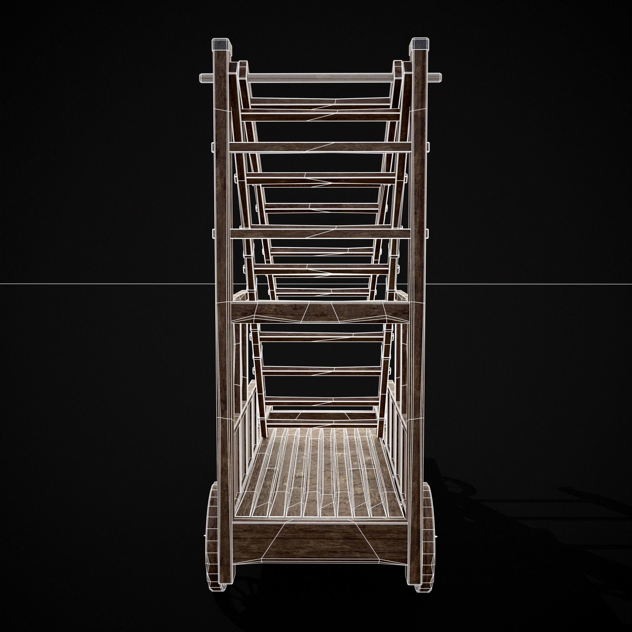Medieval Wooden Escalade Low-poly 3D model_16