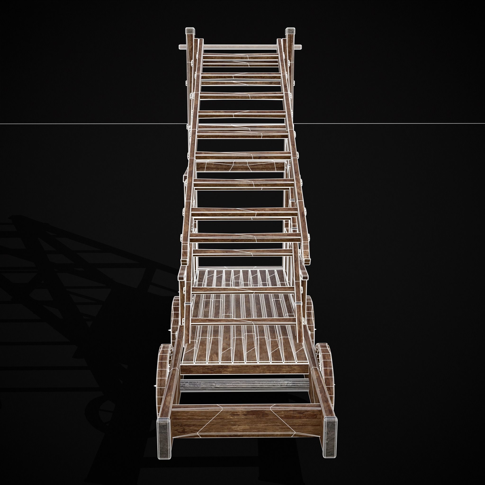 Medieval Wooden Escalade Low-poly 3D model_14