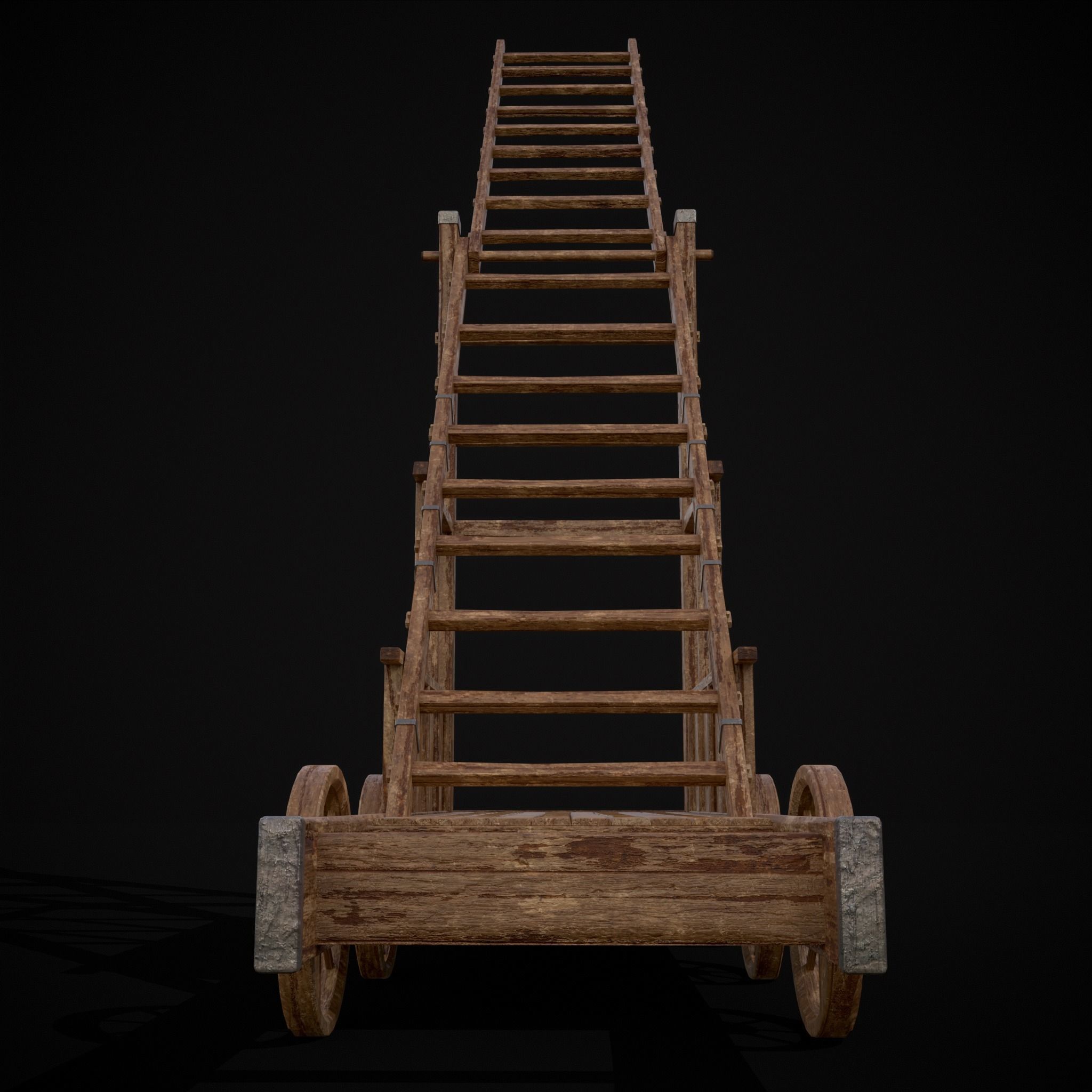Medieval Wooden Escalade Low-poly 3D model_39