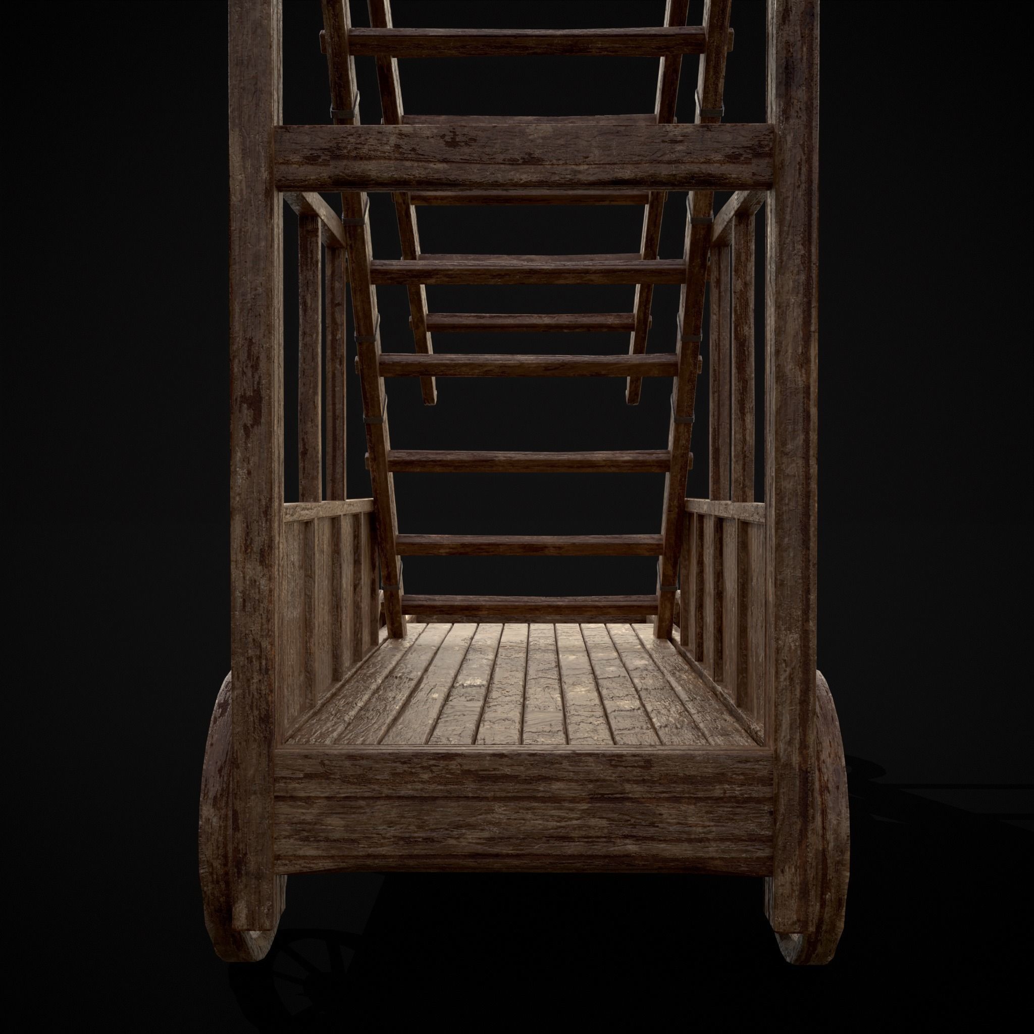 Medieval Wooden Escalade Low-poly 3D model_21