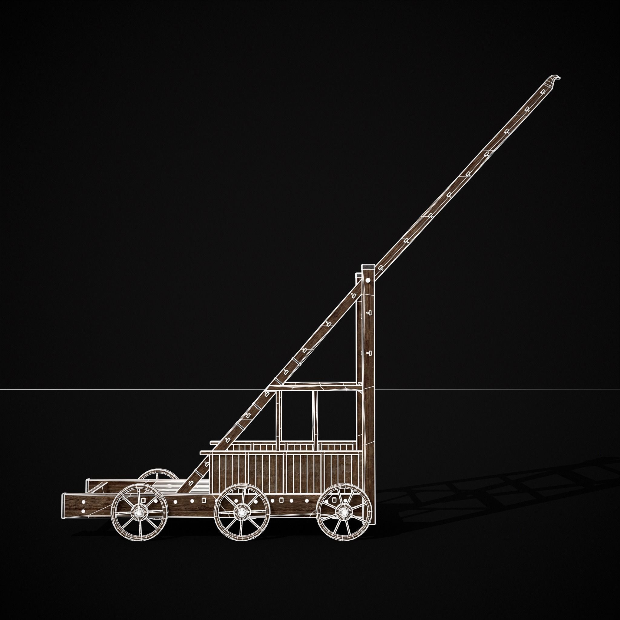 Medieval Wooden Escalade Low-poly 3D model_8