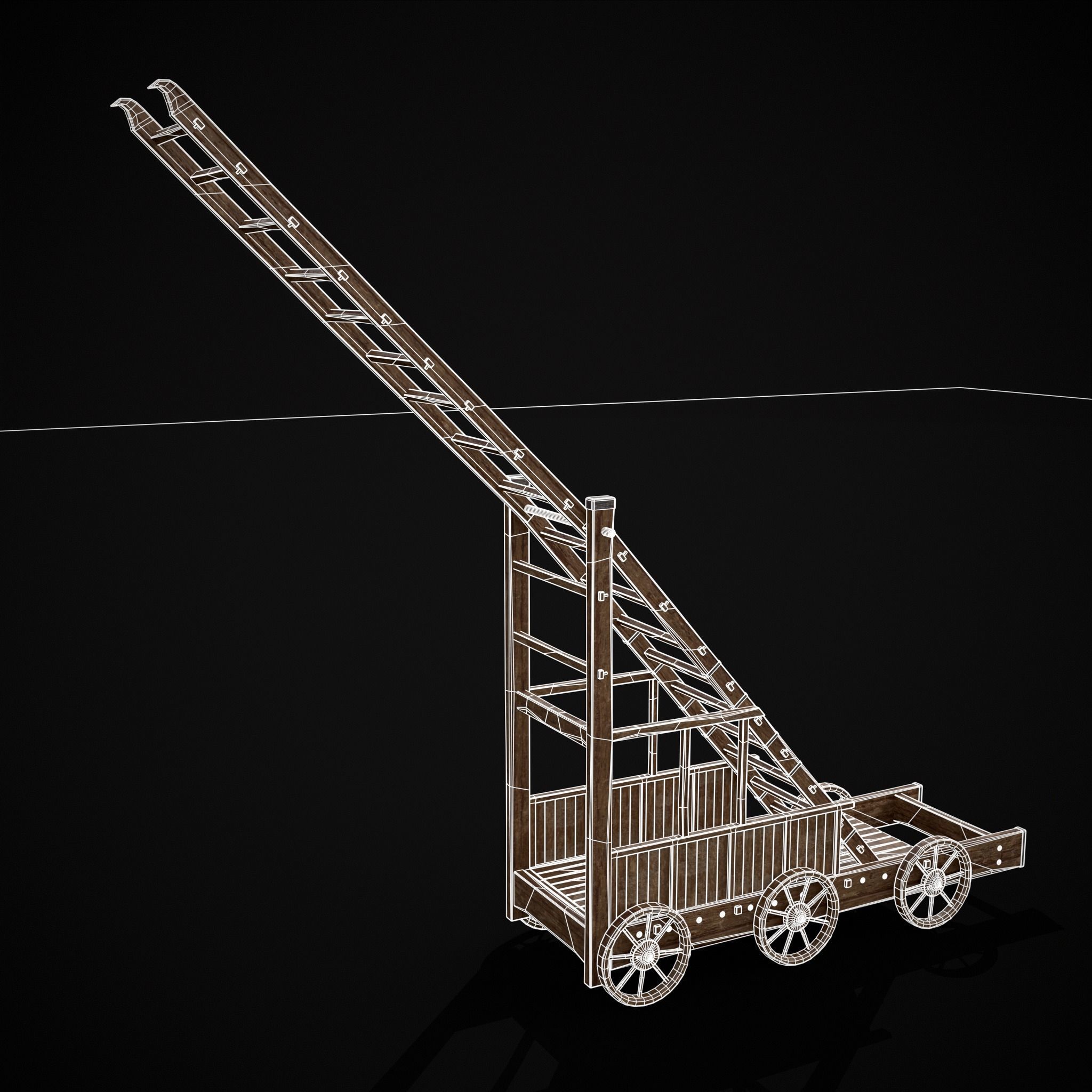 Medieval Wooden Escalade Low-poly 3D model_36