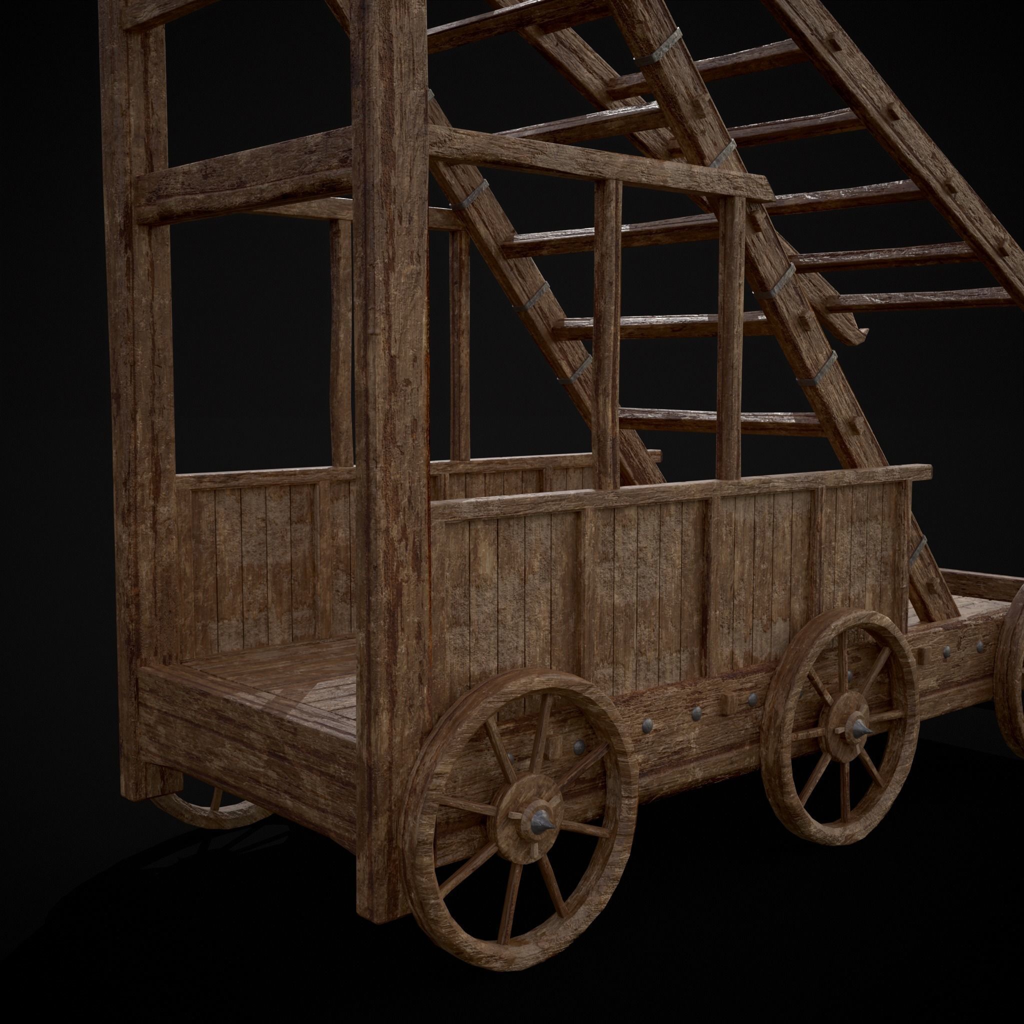 Medieval Wooden Escalade Low-poly 3D model_11