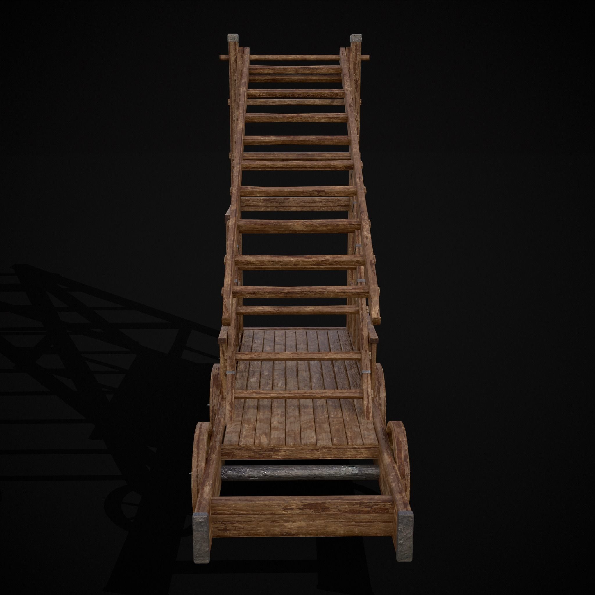 Medieval Wooden Escalade Low-poly 3D model_13