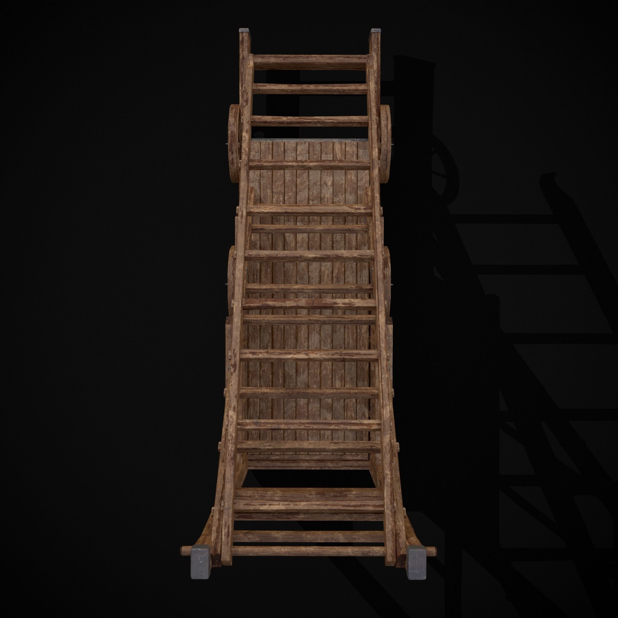 Medieval Wooden Escalade Low-poly 3D model_23
