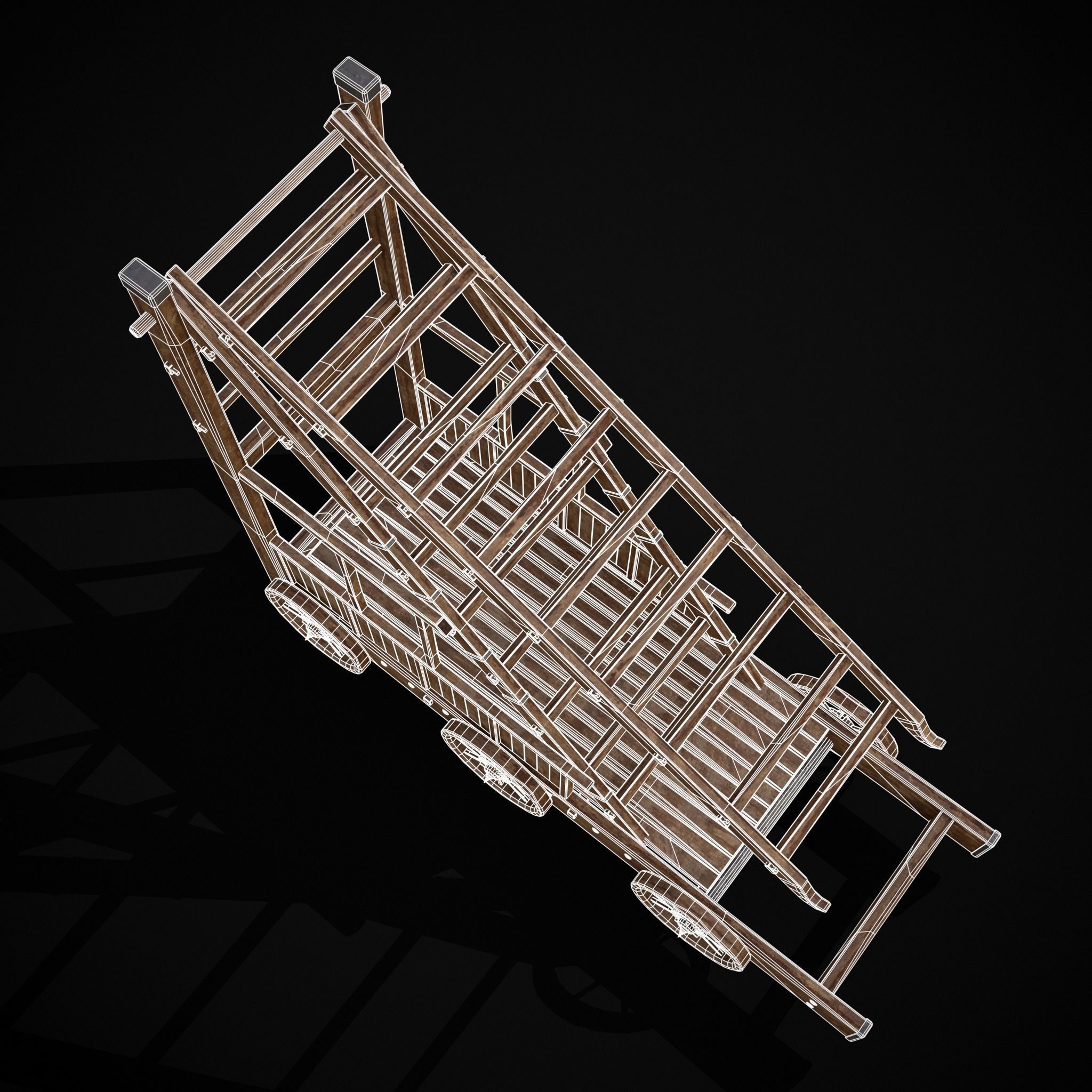 Medieval Wooden Escalade Low-poly 3D model_30