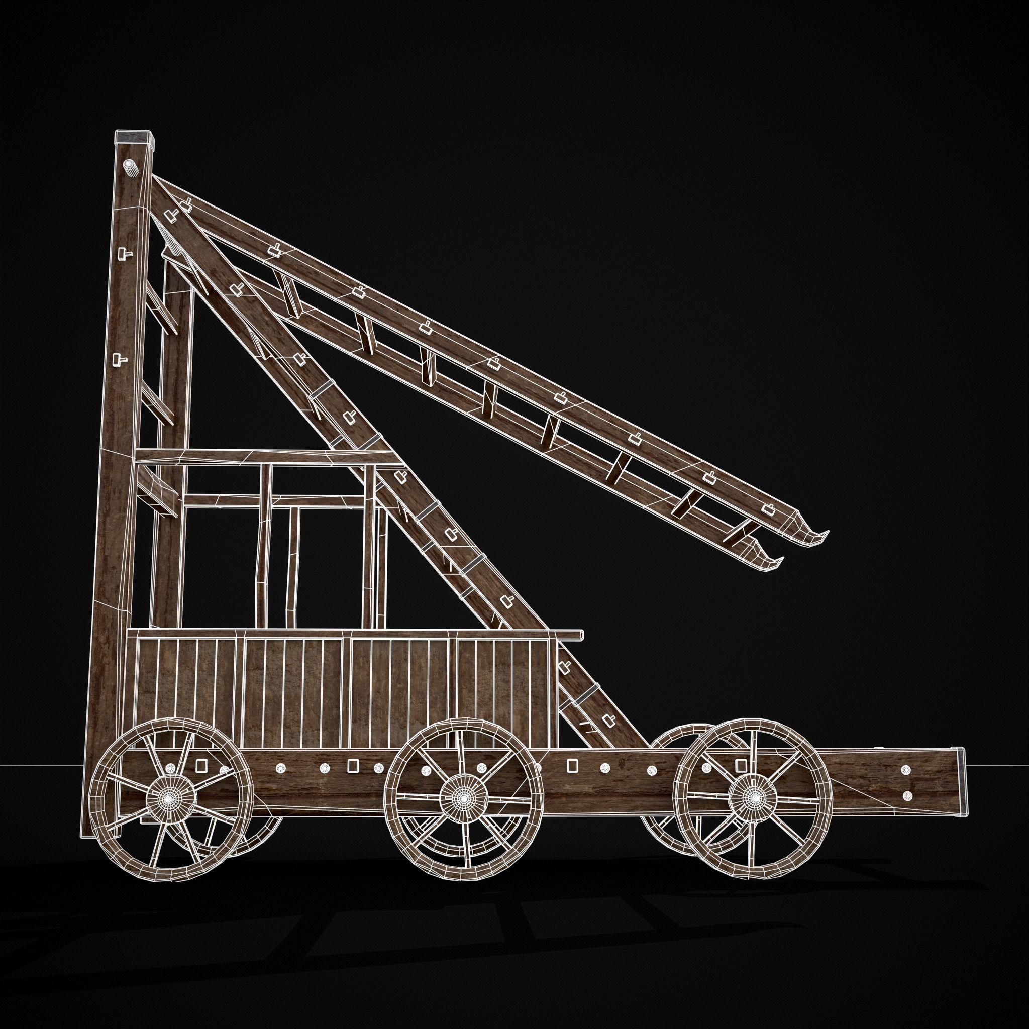 Medieval Wooden Escalade Low-poly 3D model_18
