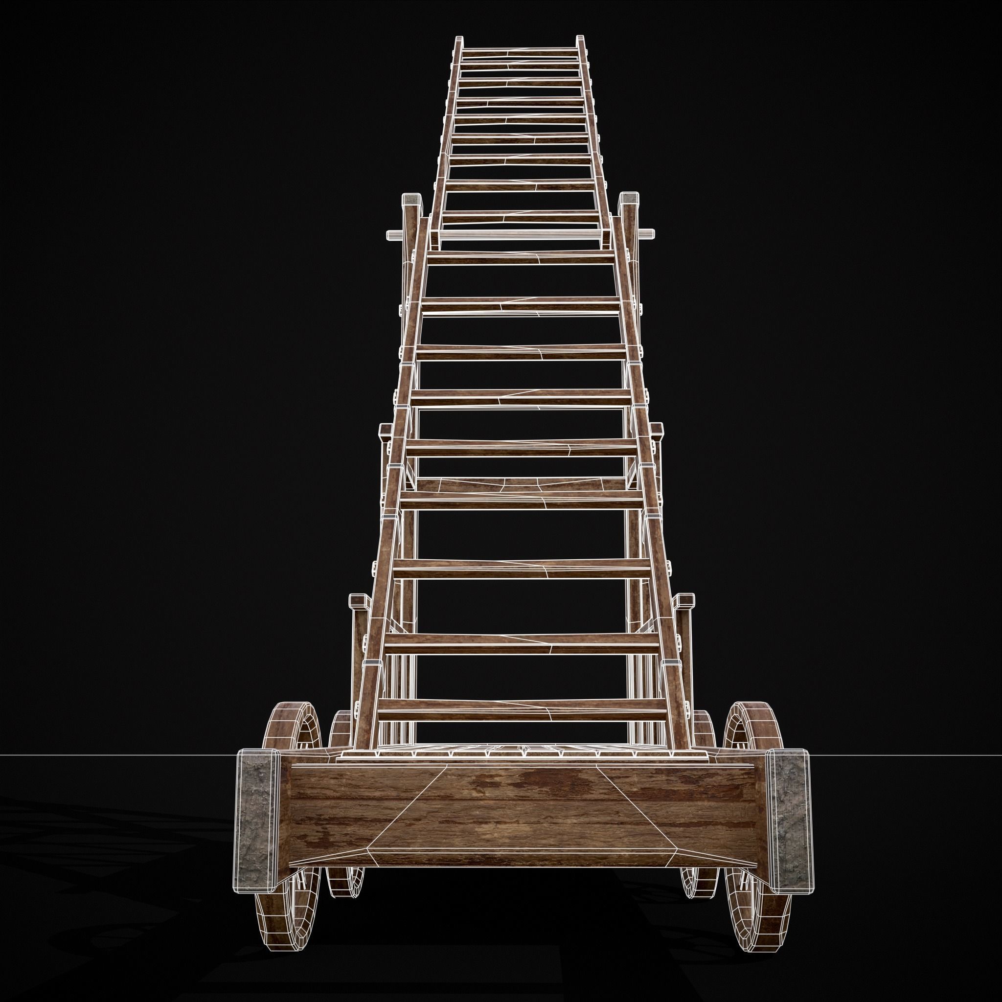 Medieval Wooden Escalade Low-poly 3D model_40