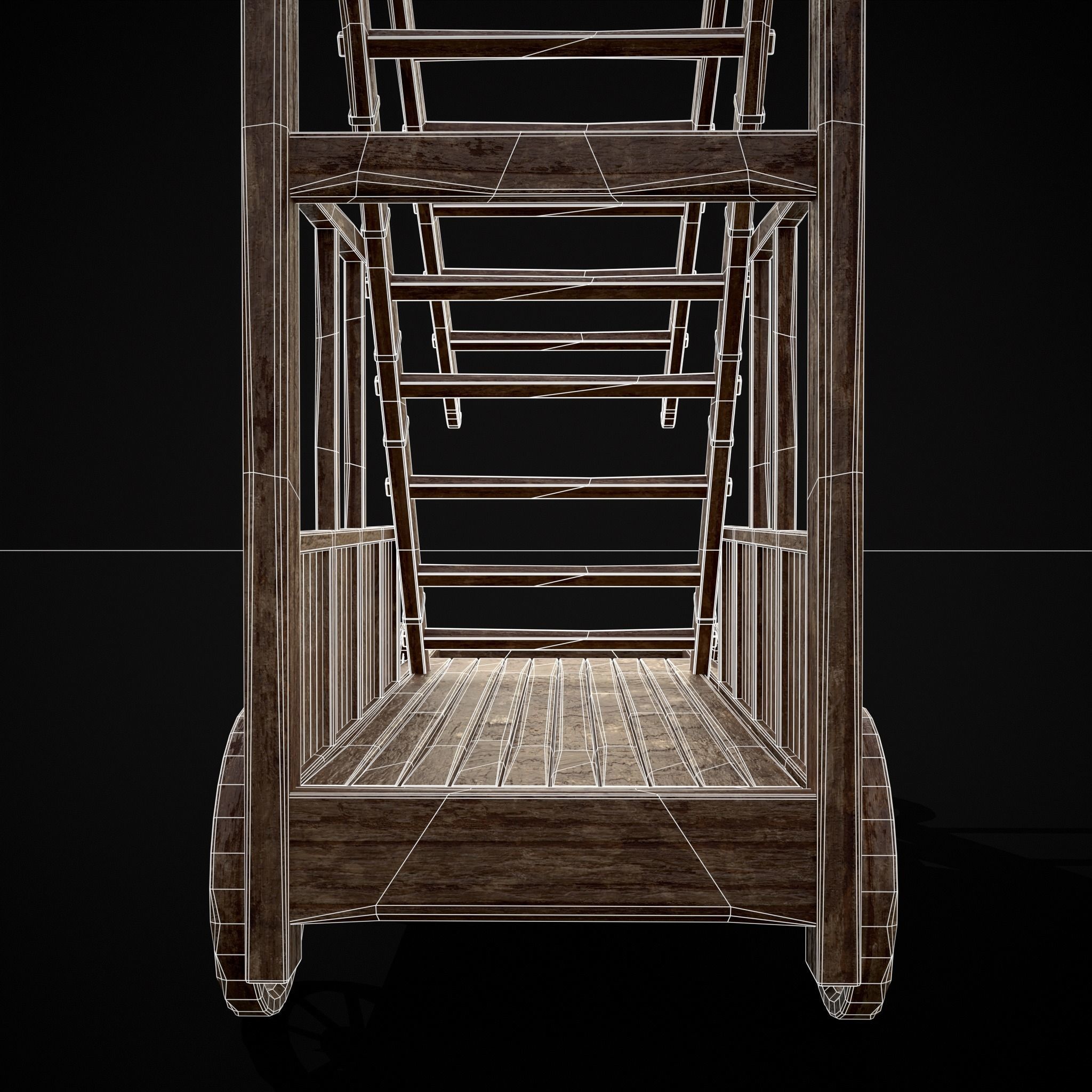 Medieval Wooden Escalade Low-poly 3D model_22