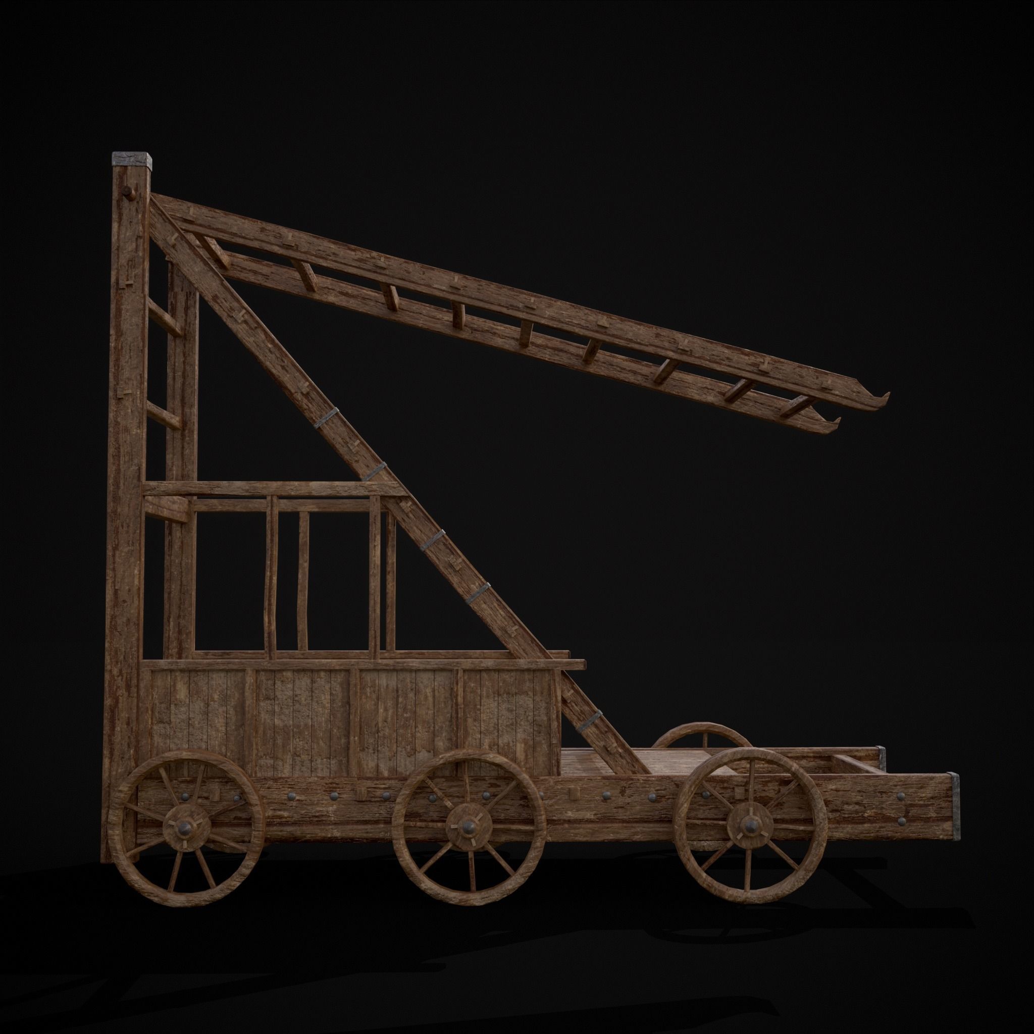 Medieval Wooden Escalade Low-poly 3D model_5