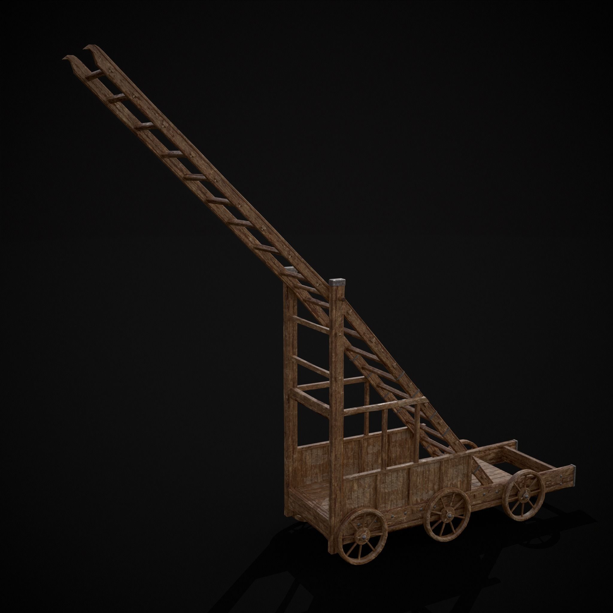 Medieval Wooden Escalade Low-poly 3D model_35