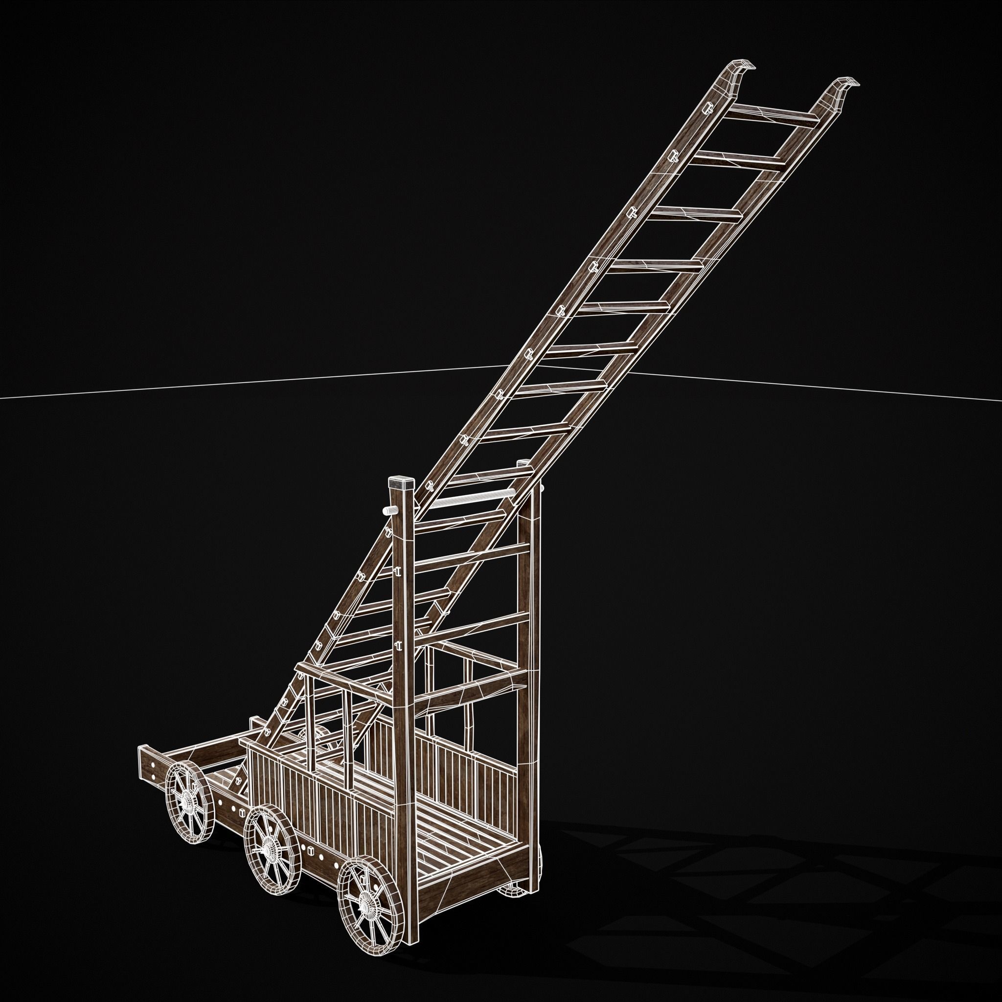 Medieval Wooden Escalade Low-poly 3D model_38