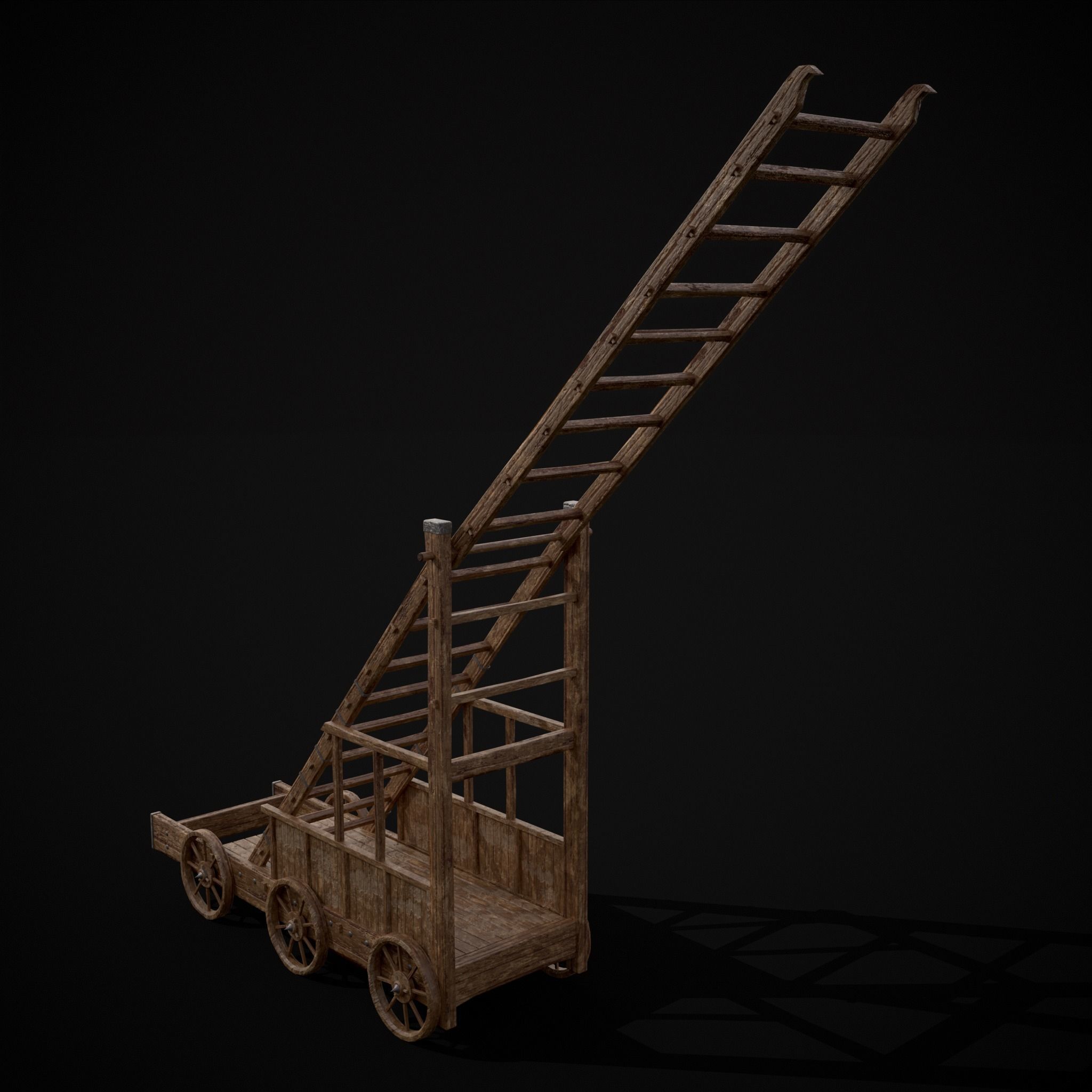 Medieval Wooden Escalade Low-poly 3D model_37