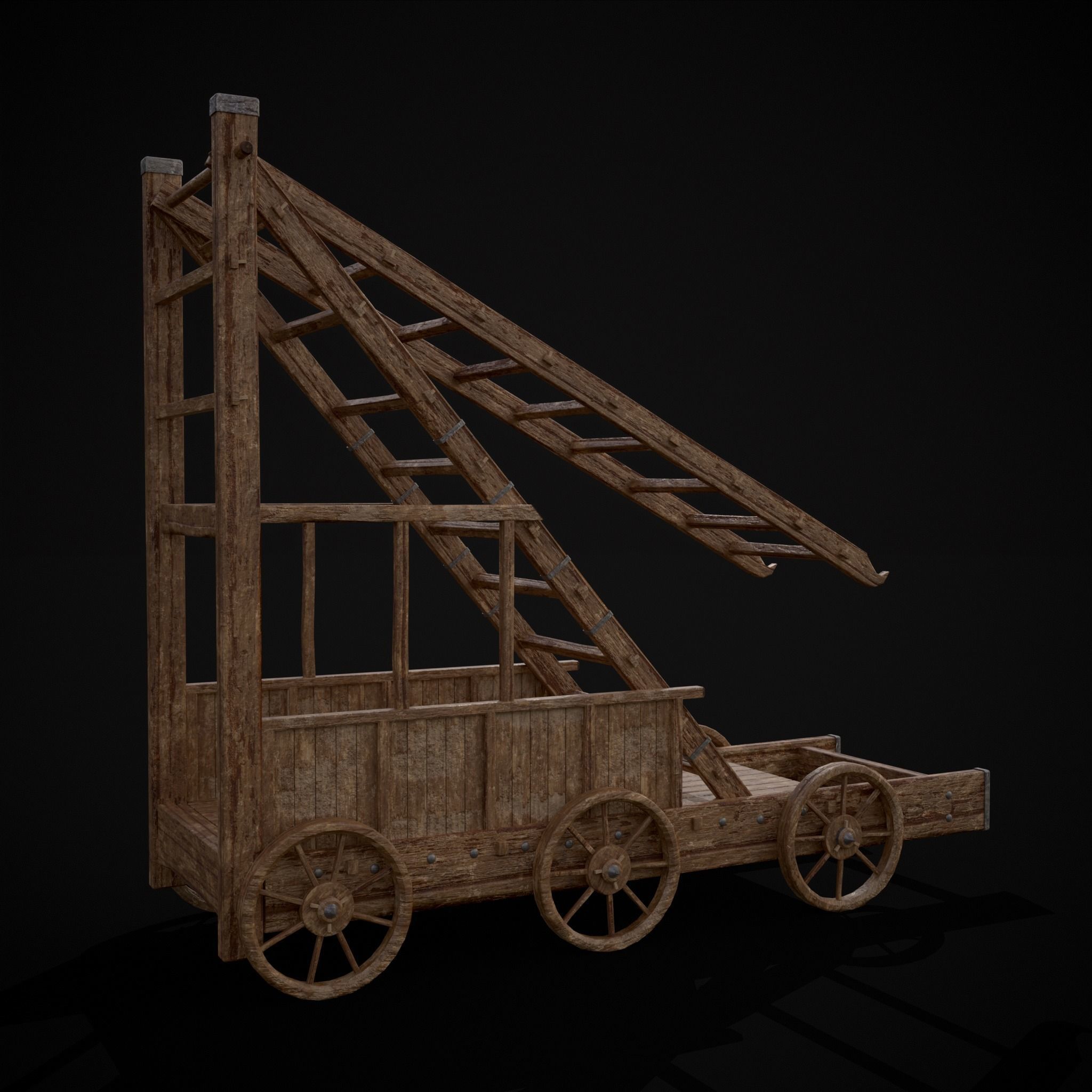 Medieval Wooden Escalade Low-poly 3D model_31