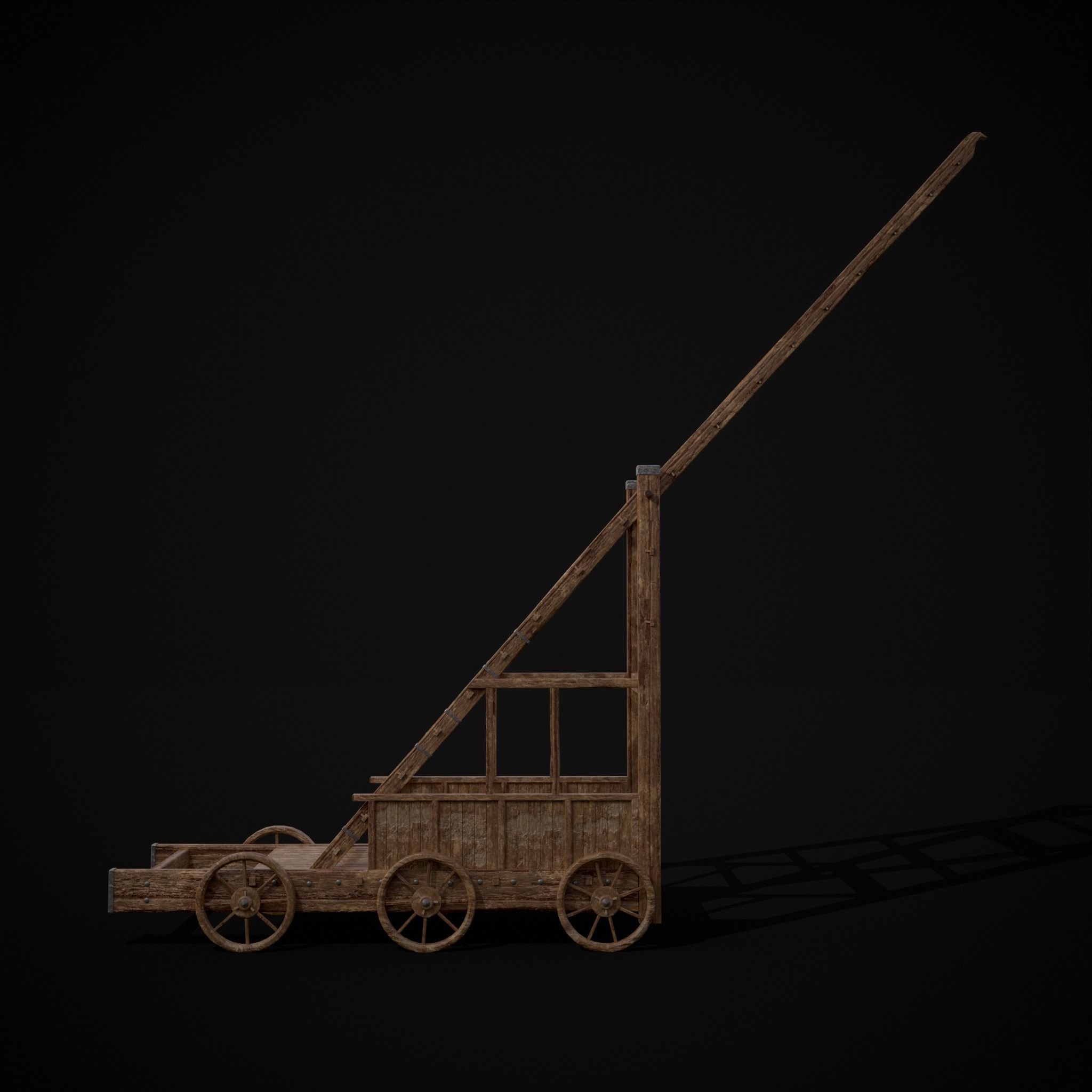 Medieval Wooden Escalade Low-poly 3D model_7