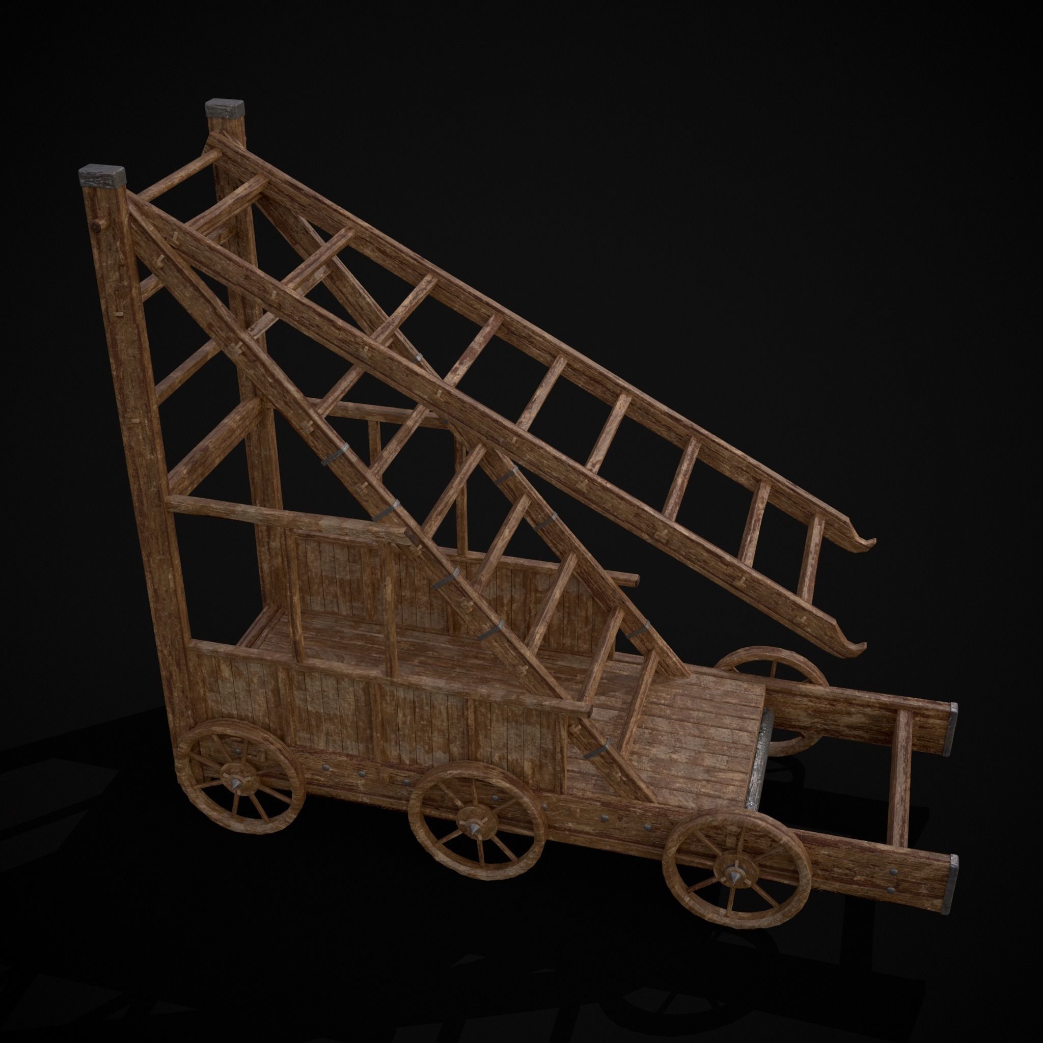 Medieval Wooden Escalade Low-poly 3D model_25