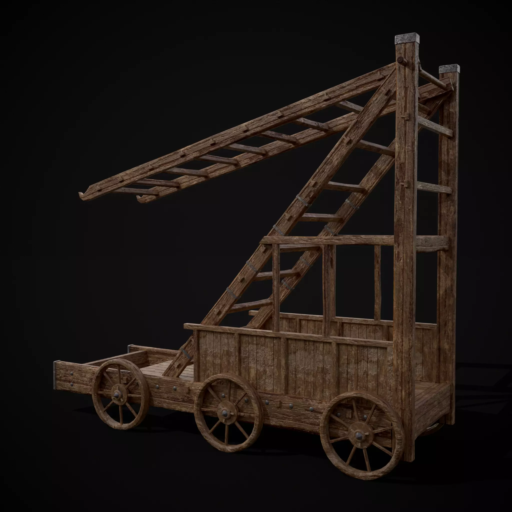Medieval Wooden Escalade Low-poly 3D model_0